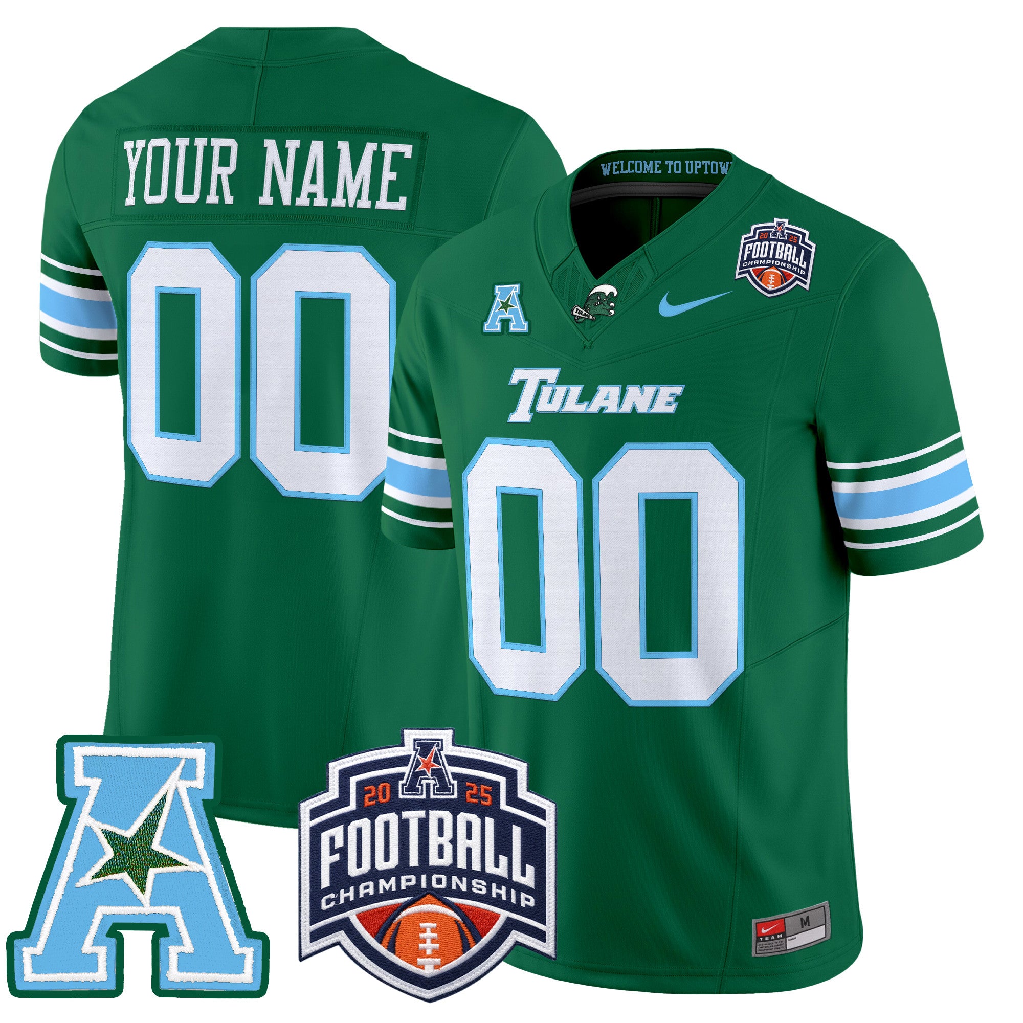 Tulane Green Wave 2025 AAC Championship Vapor Limited Custom Jersey - All Stitched