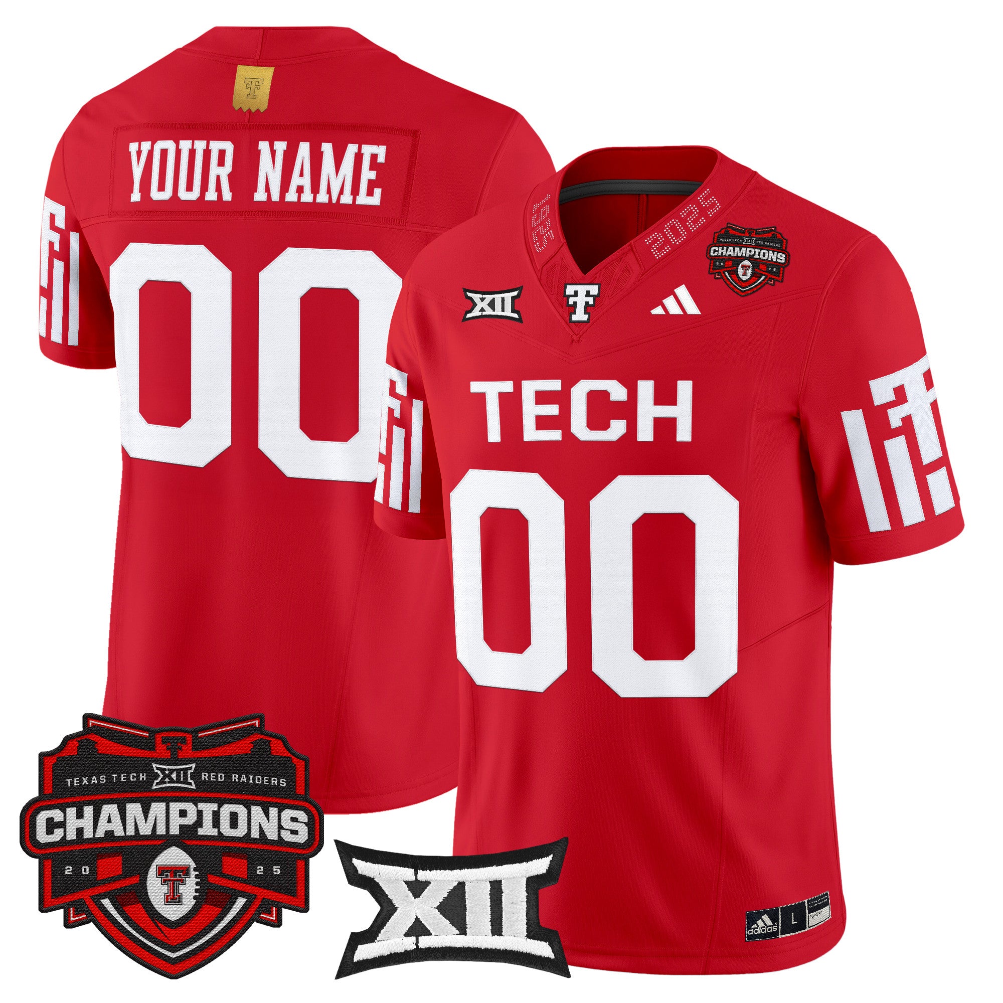 Texas Tech Red Raiders 2025 Big 12 Champions Vapor Limited Custom Jersey - All Stitched