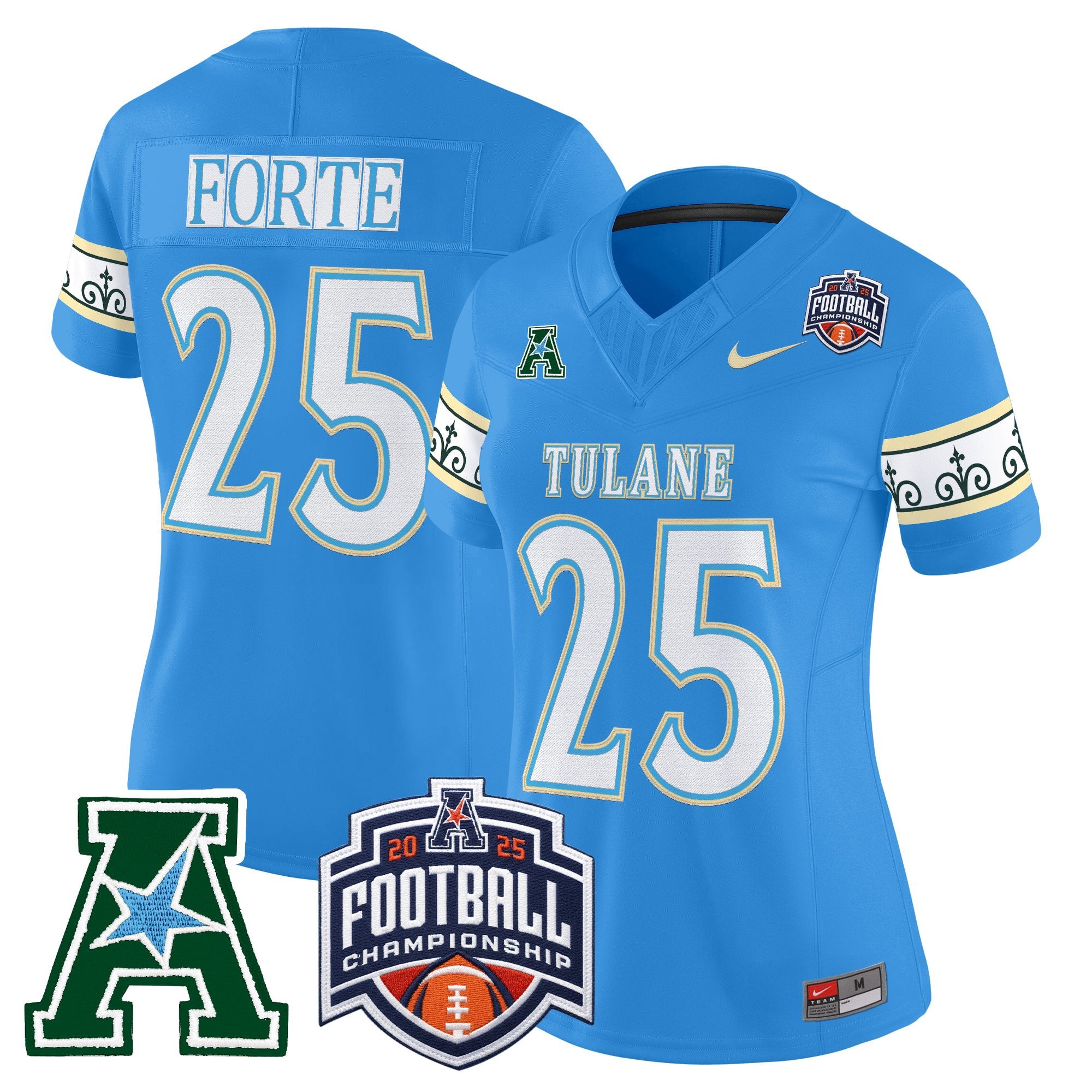 Women's Tulane Green Wave 'City Edition' Vapor Limited Jersey - 2025 AAC Championship Patch - All Stitched