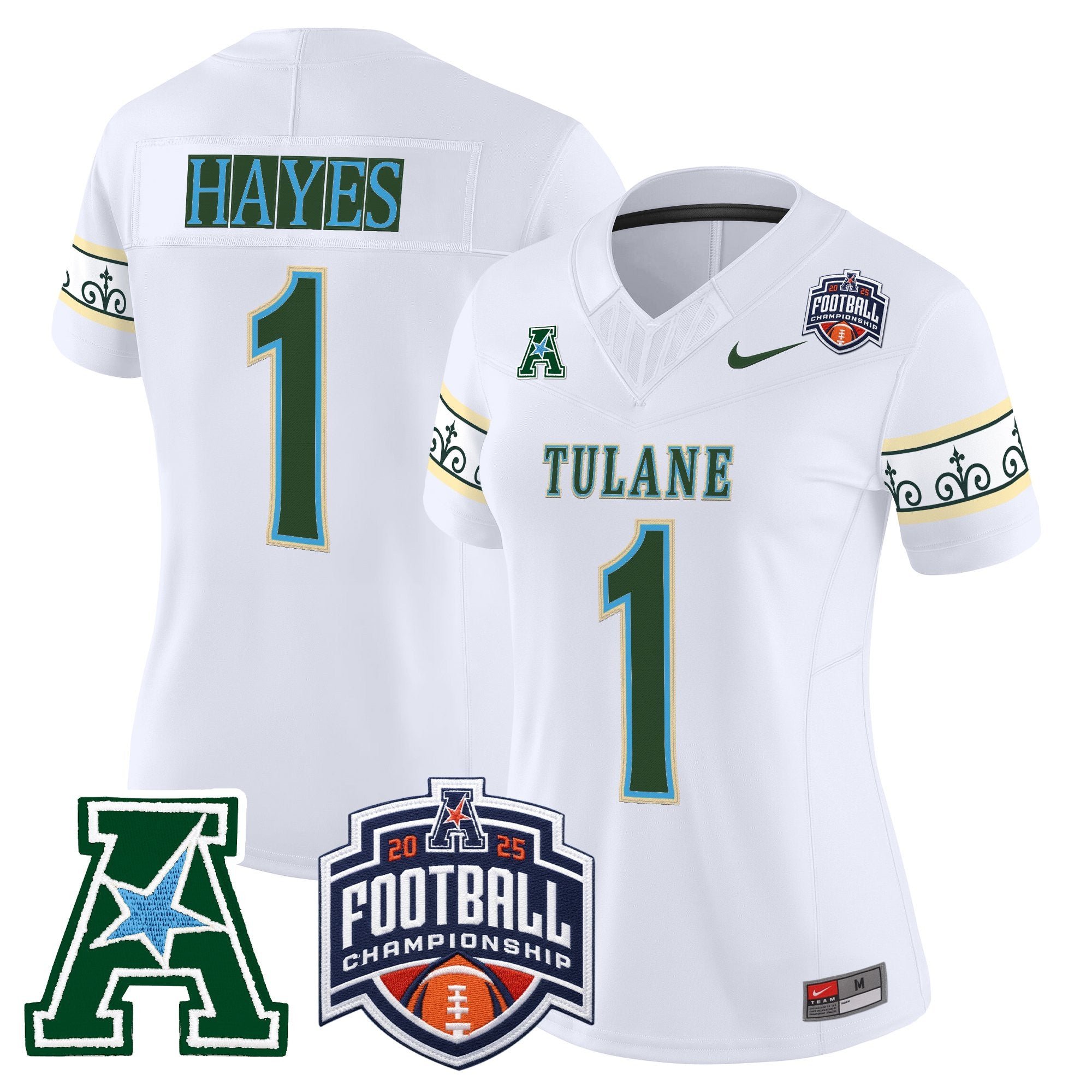 Women's Tulane Green Wave 'City Edition' Vapor Limited Jersey - 2025 AAC Championship Patch - All Stitched