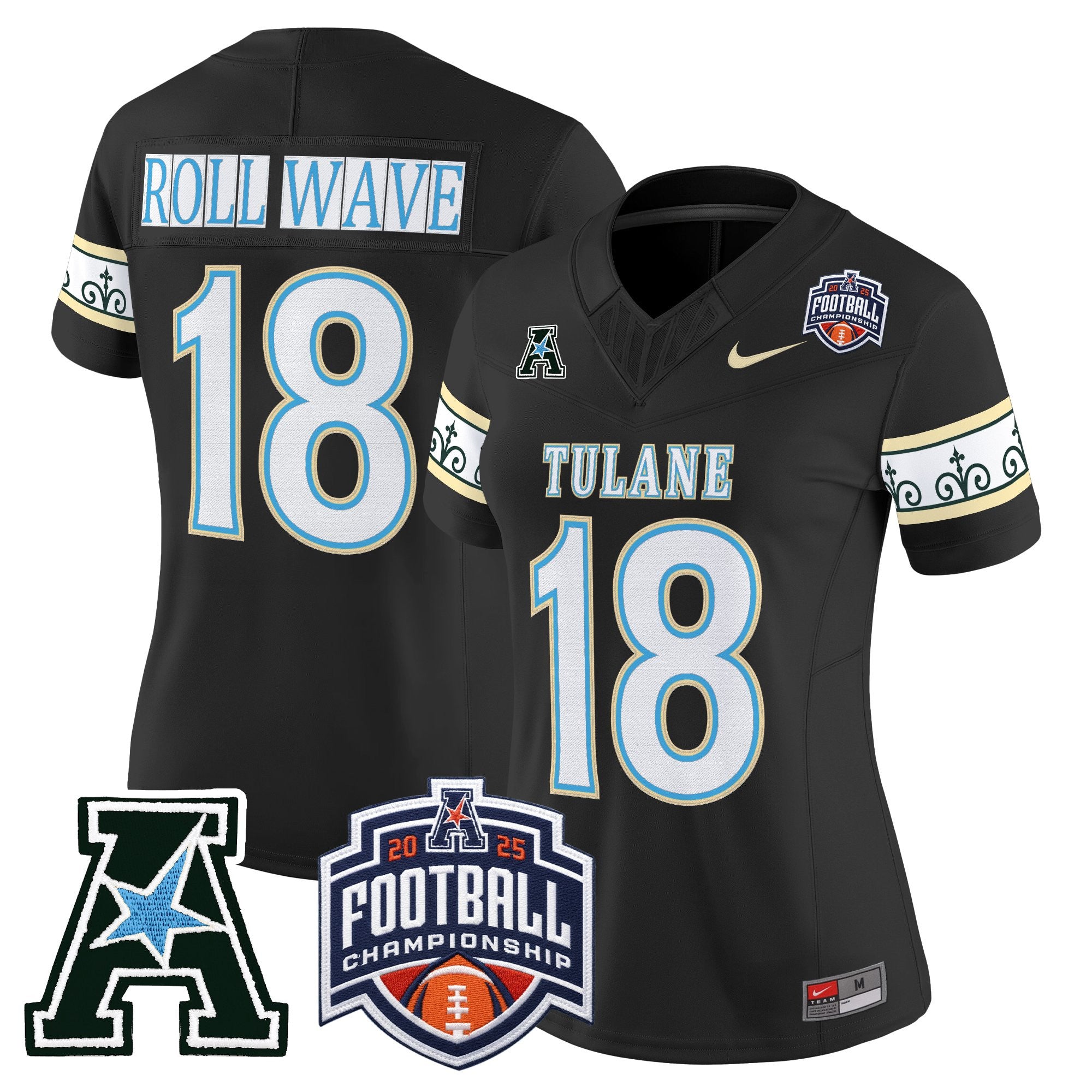 Women's Tulane Green Wave 'City Edition' Vapor Limited Jersey - 2025 AAC Championship Patch - All Stitched