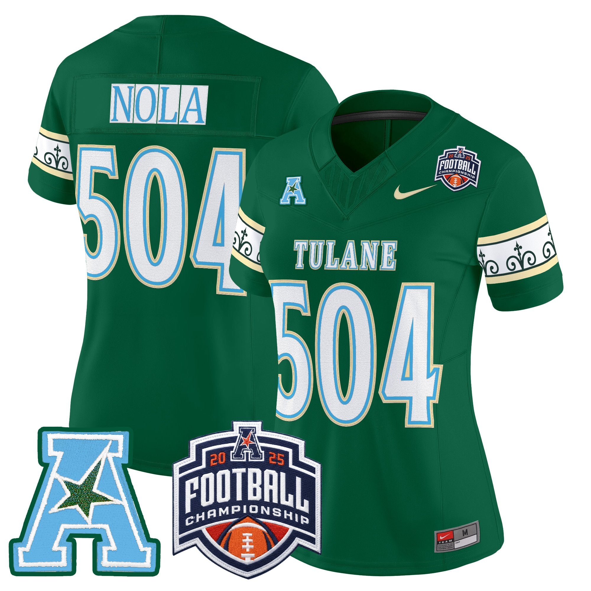 Women's Tulane Green Wave 'City Edition' Vapor Limited Jersey - 2025 AAC Championship Patch - All Stitched
