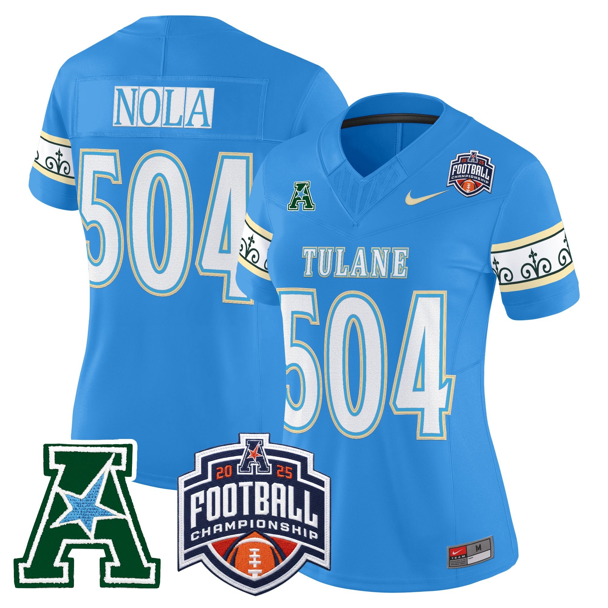 Women's Tulane Green Wave 'City Edition' Vapor Limited Jersey - 2025 AAC Championship Patch - All Stitched