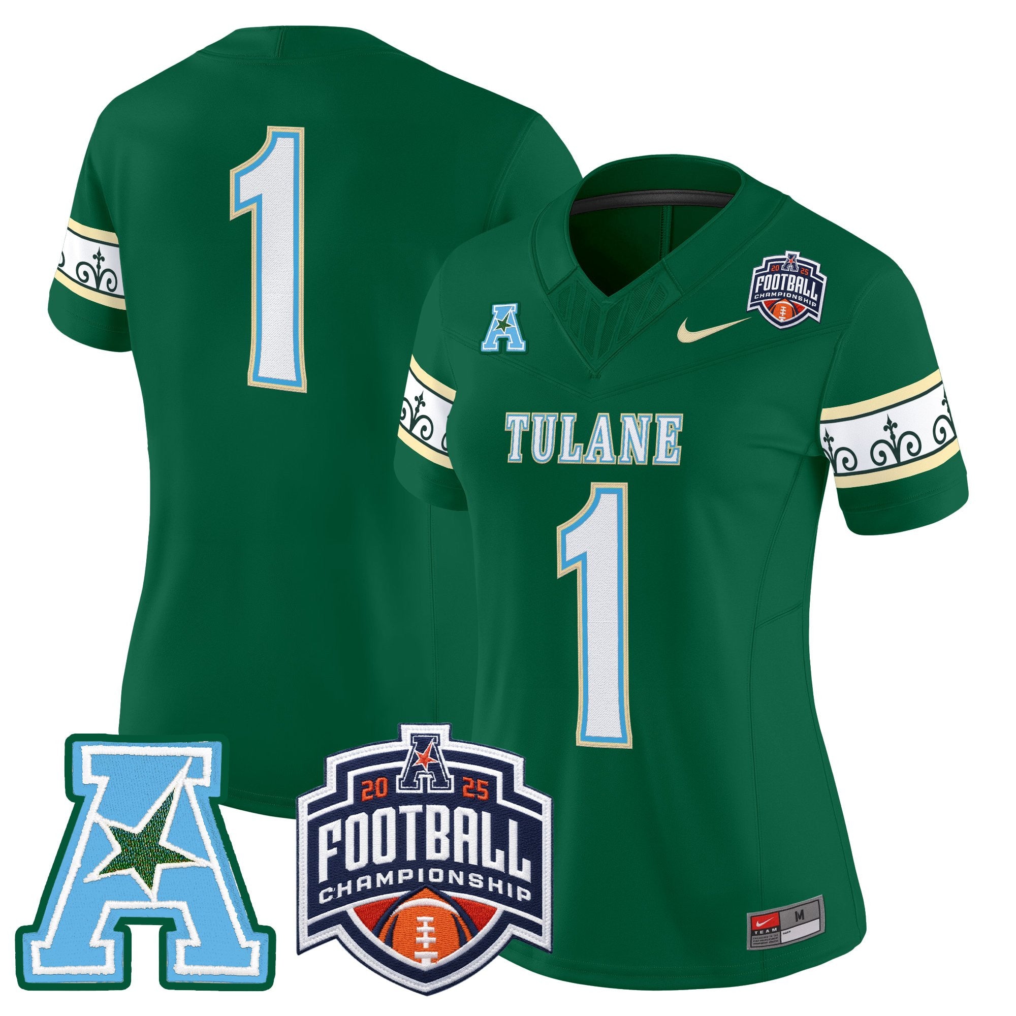 Women's Tulane Green Wave 'City Edition' Vapor Limited Jersey - 2025 AAC Championship Patch - All Stitched