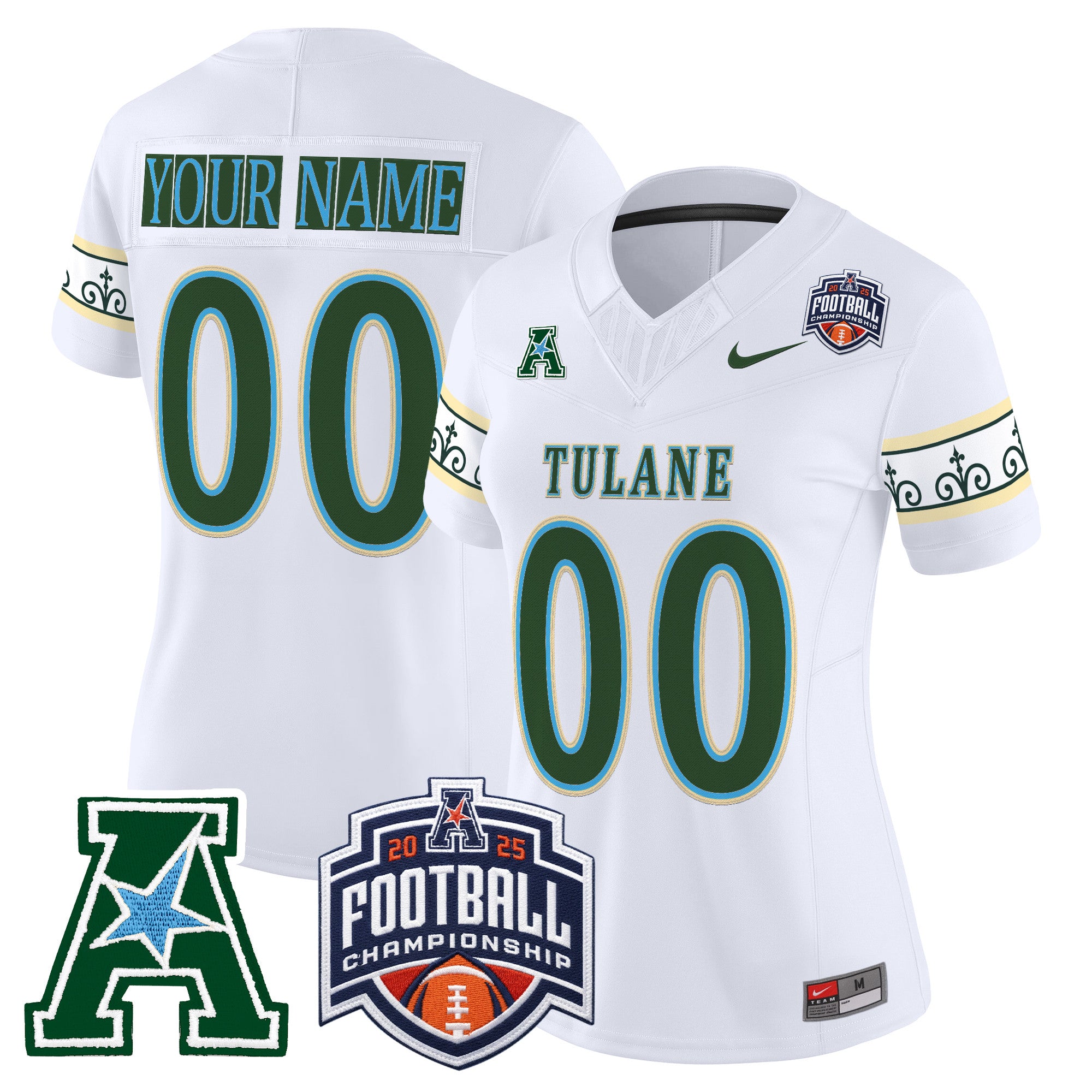 Tulane Green Wave 'City Edition' Vapor Limited Custom Jersey - 2025 AAC Championship Patch - All Stitched