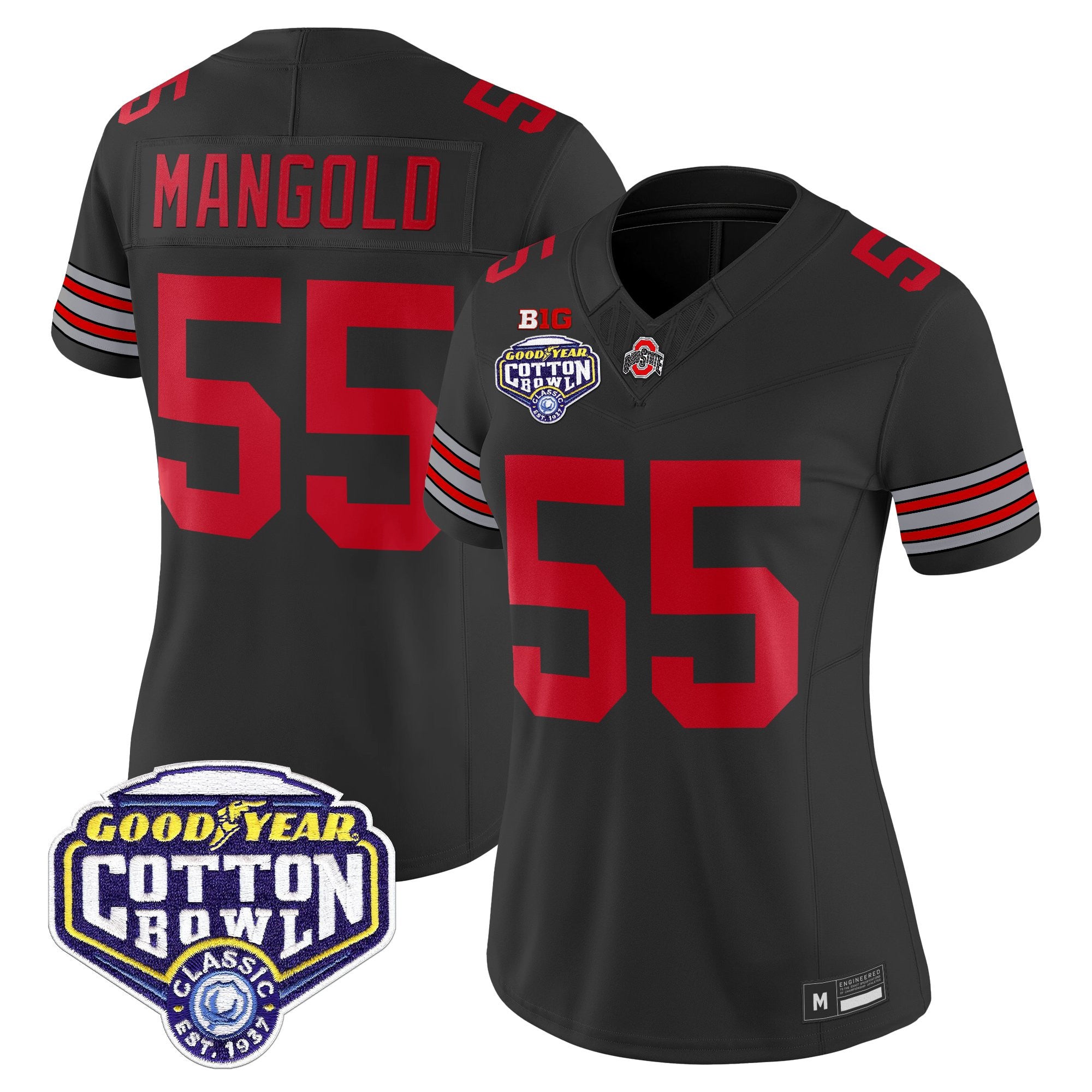 Women's Ohio State Buckeyes 'Heritage Stripe' Vapor Limited Jersey - 2025 Cotton Bowl Patch - All Stitched