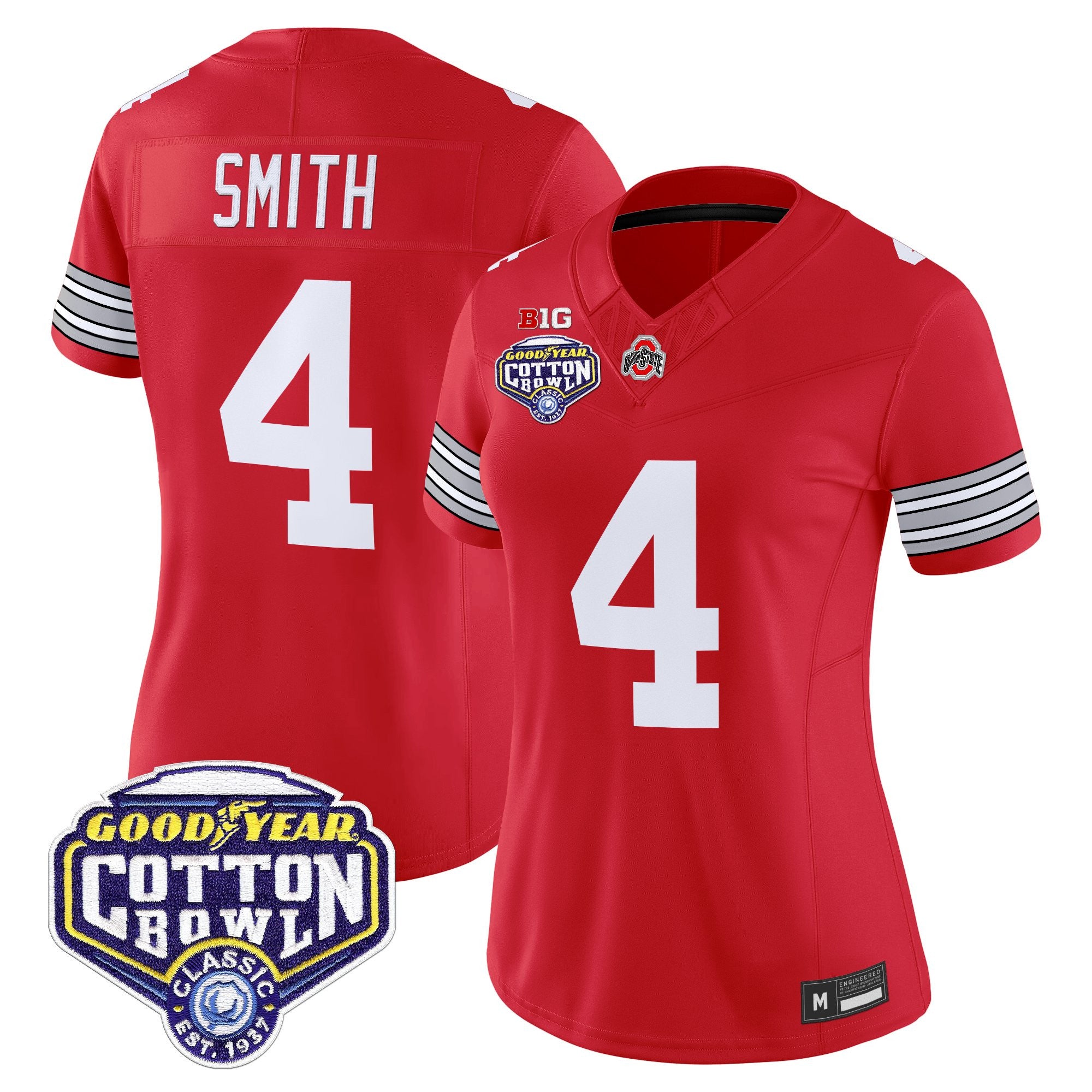Women's Ohio State Buckeyes 'Heritage Stripe' Vapor Limited Jersey - 2025 Cotton Bowl Patch - All Stitched