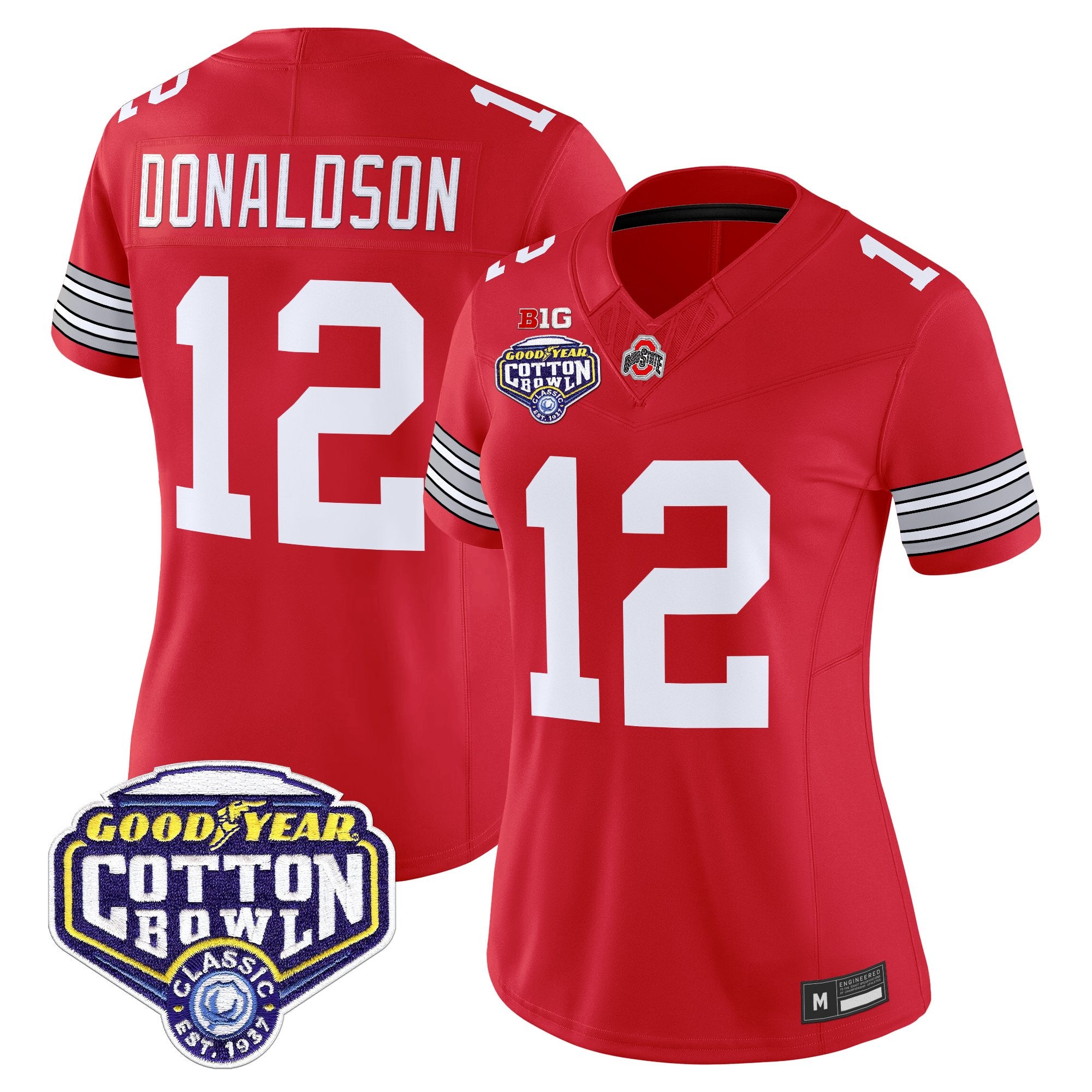 Women's Ohio State Buckeyes 'Heritage Stripe' Vapor Limited Jersey - 2025 Cotton Bowl Patch - All Stitched