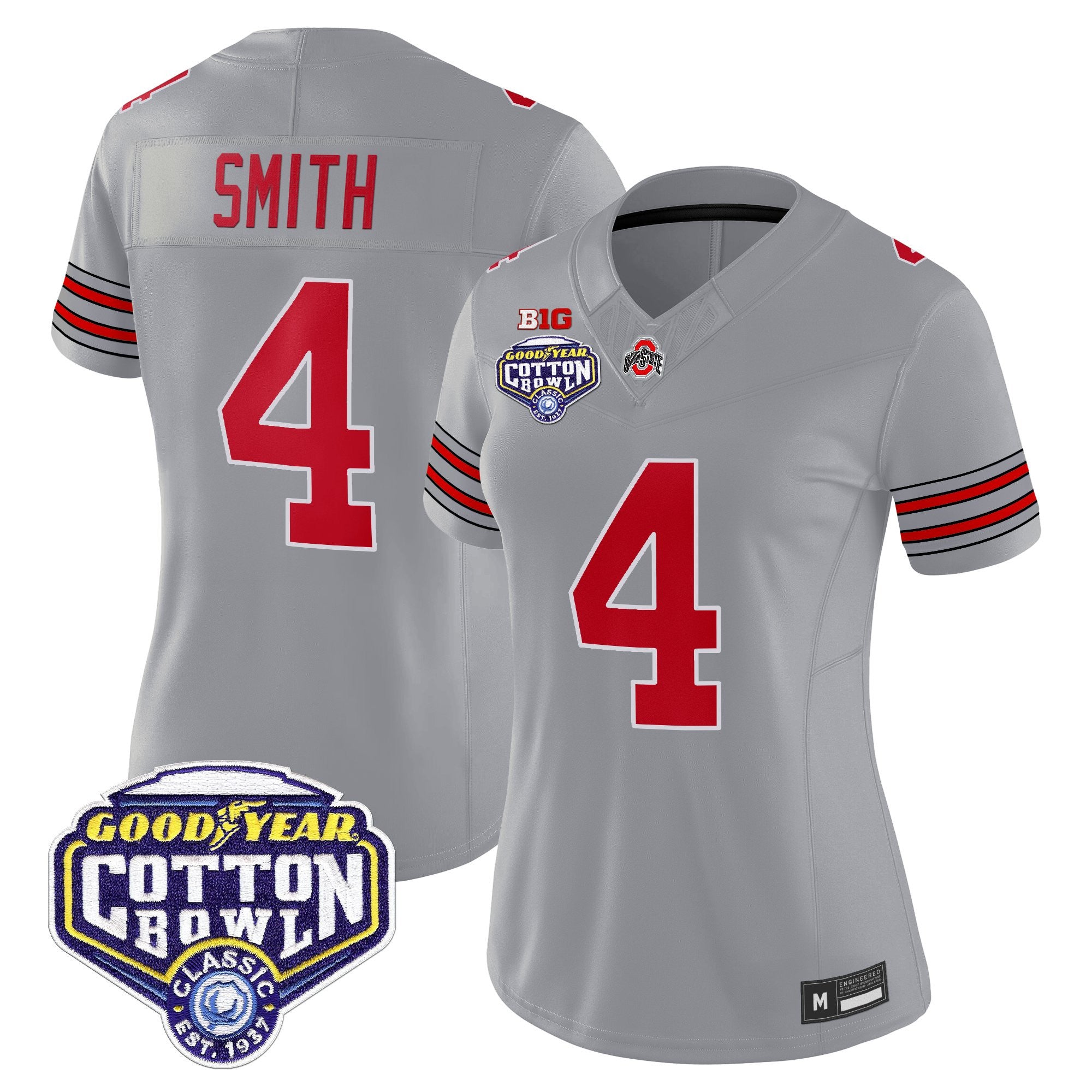 Women's Ohio State Buckeyes 'Heritage Stripe' Vapor Limited Jersey - 2025 Cotton Bowl Patch - All Stitched
