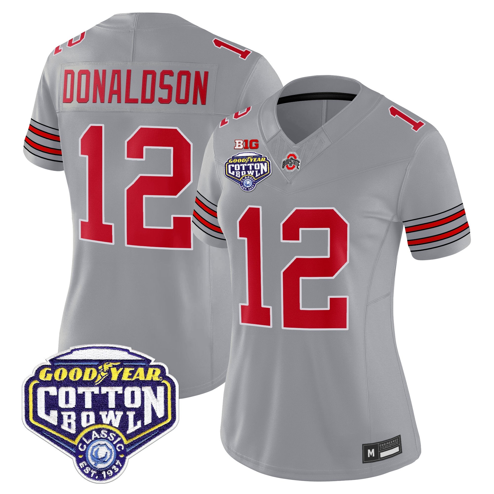 Women's Ohio State Buckeyes 'Heritage Stripe' Vapor Limited Jersey - 2025 Cotton Bowl Patch - All Stitched