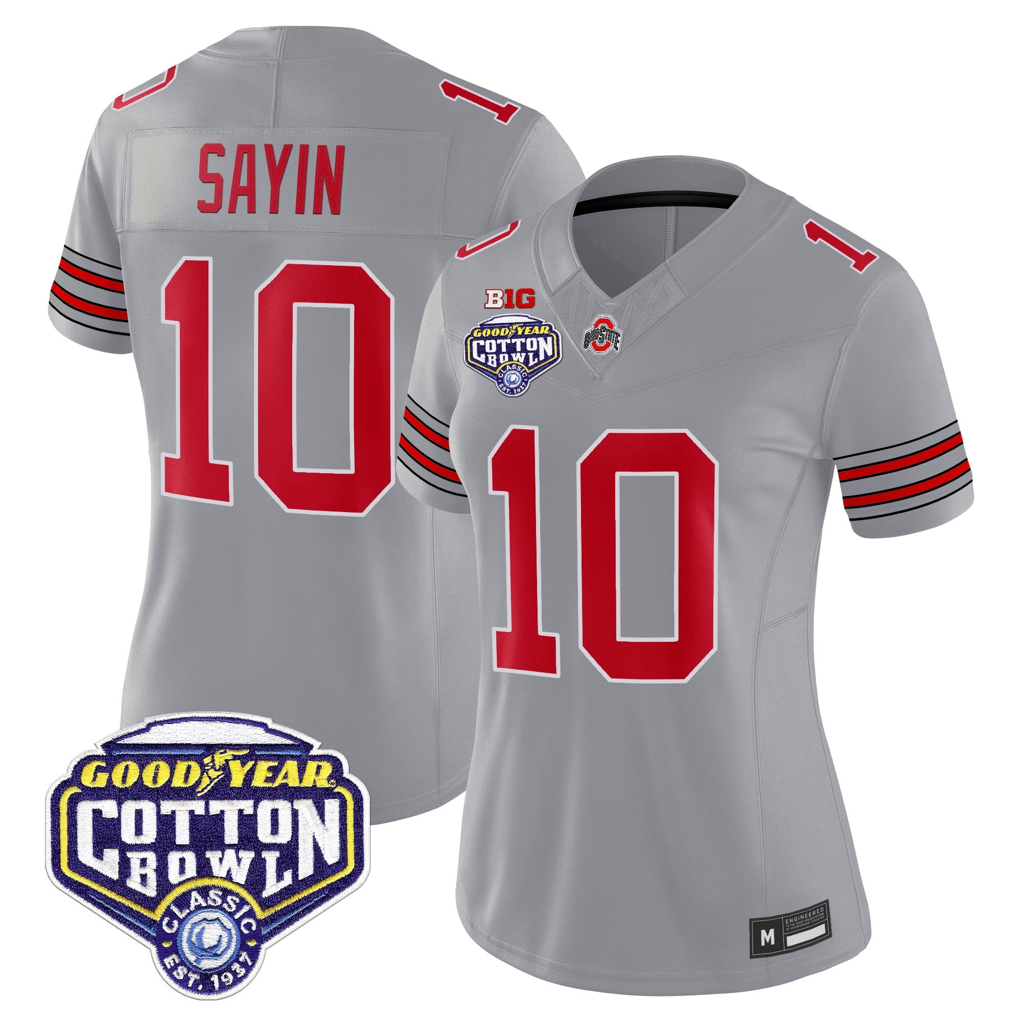 Women's Ohio State Buckeyes 'Heritage Stripe' Vapor Limited Jersey - 2025 Cotton Bowl Patch - All Stitched