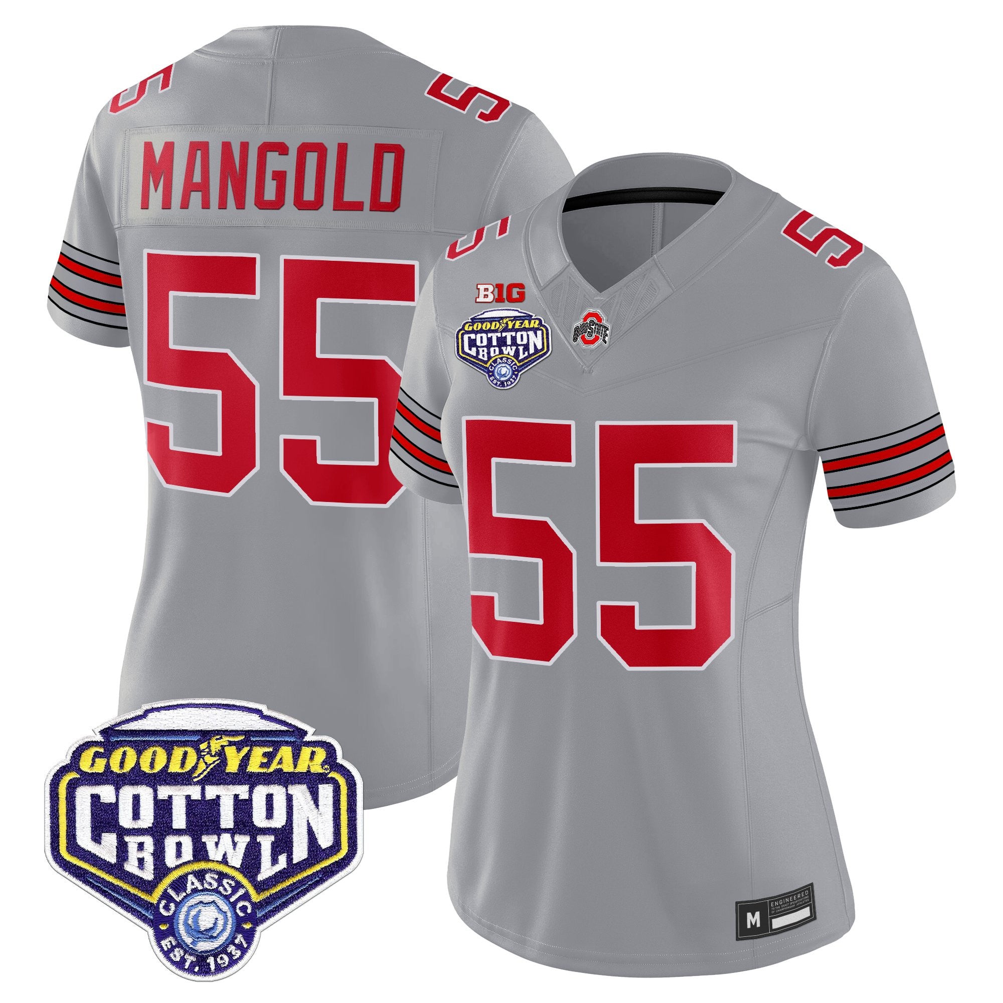 Women's Ohio State Buckeyes 'Heritage Stripe' Vapor Limited Jersey - 2025 Cotton Bowl Patch - All Stitched