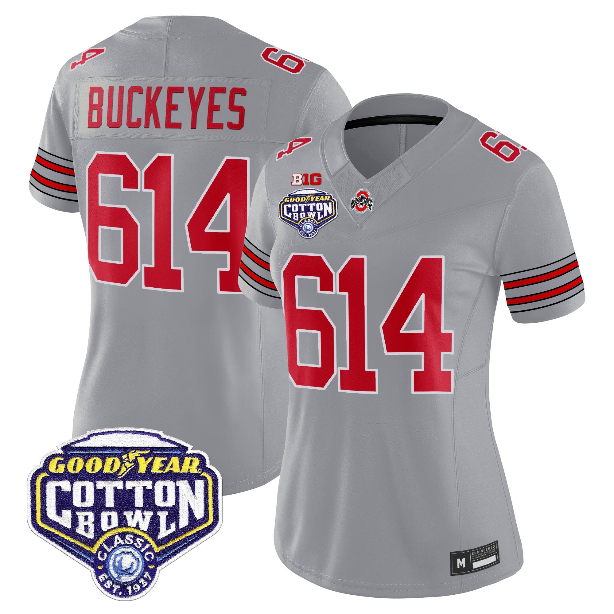 Women's Ohio State Buckeyes 'Heritage Stripe' Vapor Limited Jersey - 2025 Cotton Bowl Patch - All Stitched