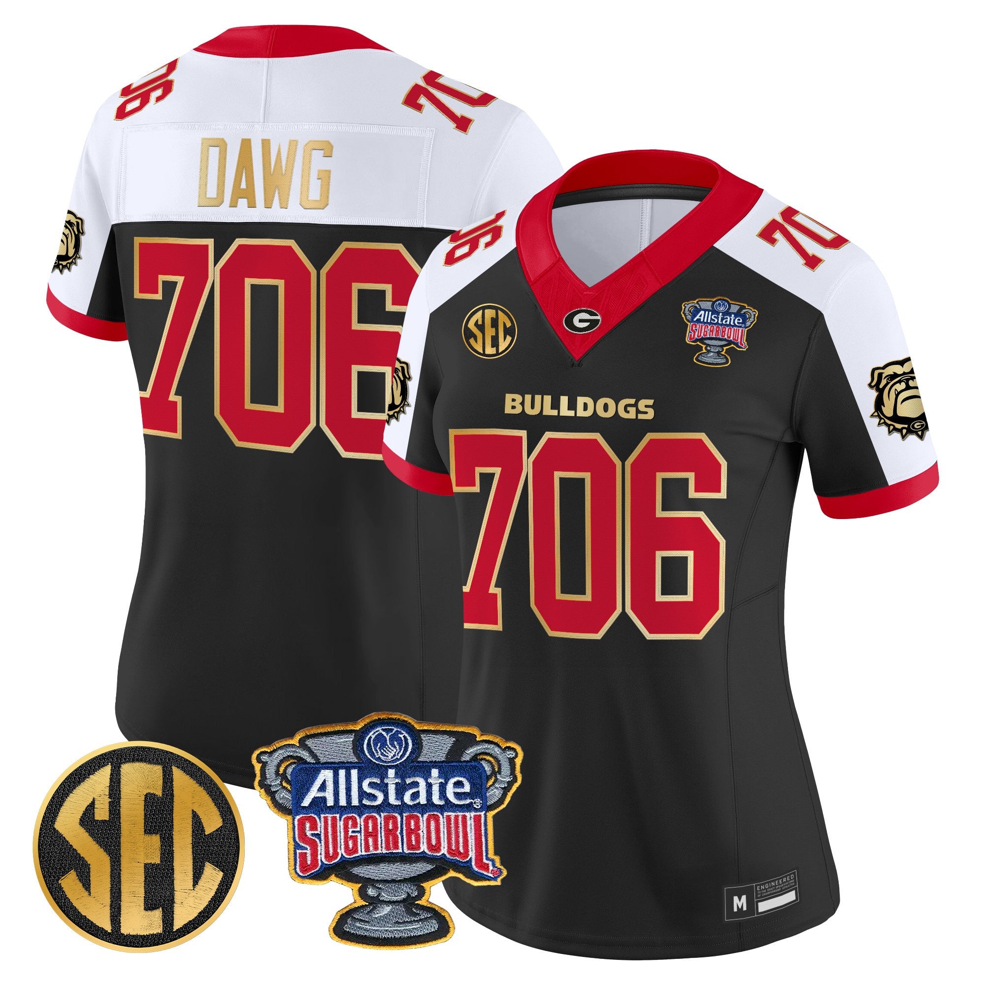 Women's Georgia Bulldogs Sugar Bowl Patch Vapor Limited Jersey - All Stitched