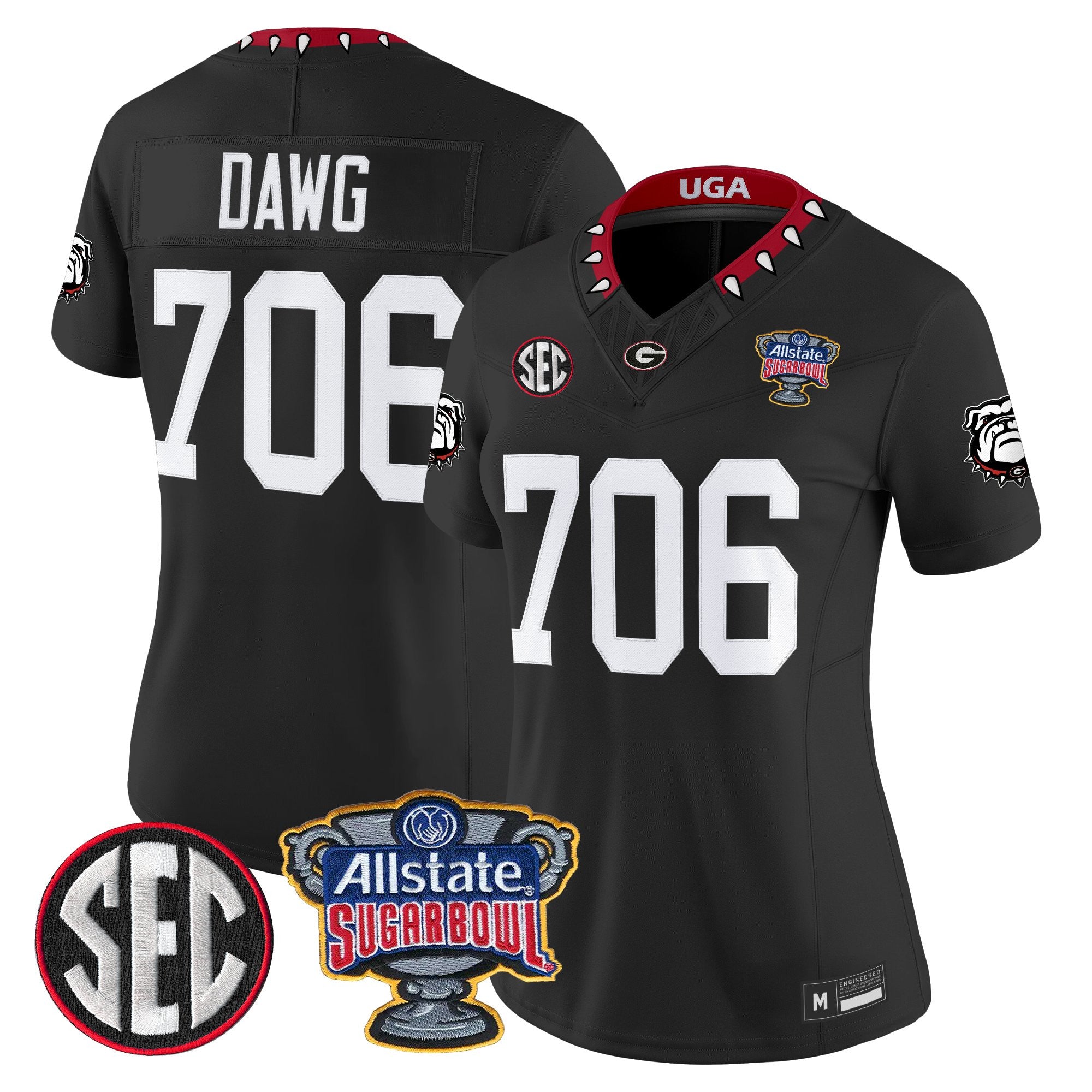 Women's Georgia Bulldogs Sugar Bowl Patch Vapor Limited Jersey - All Stitched