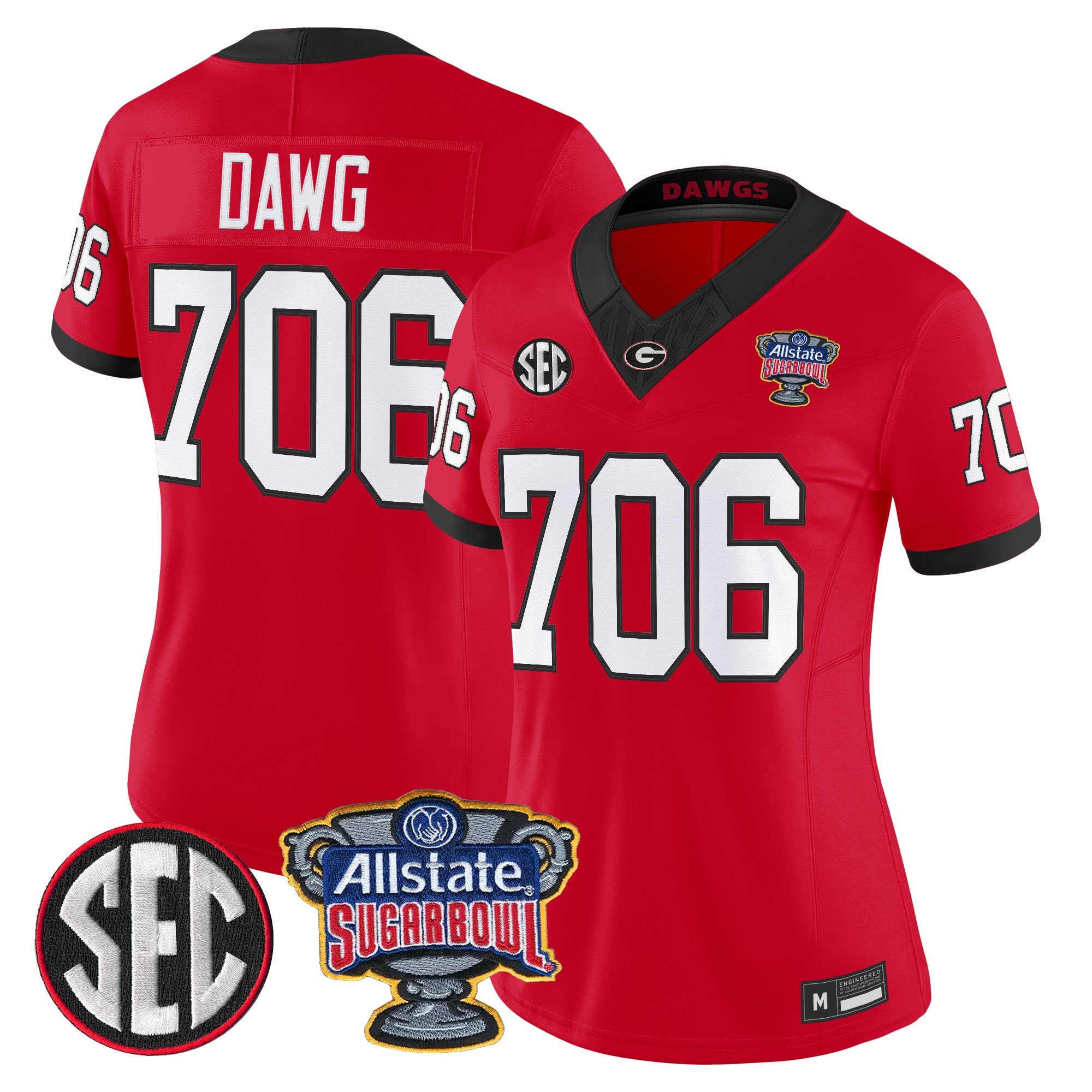 Women's Georgia Bulldogs Sugar Bowl Patch Vapor Limited Jersey - All Stitched