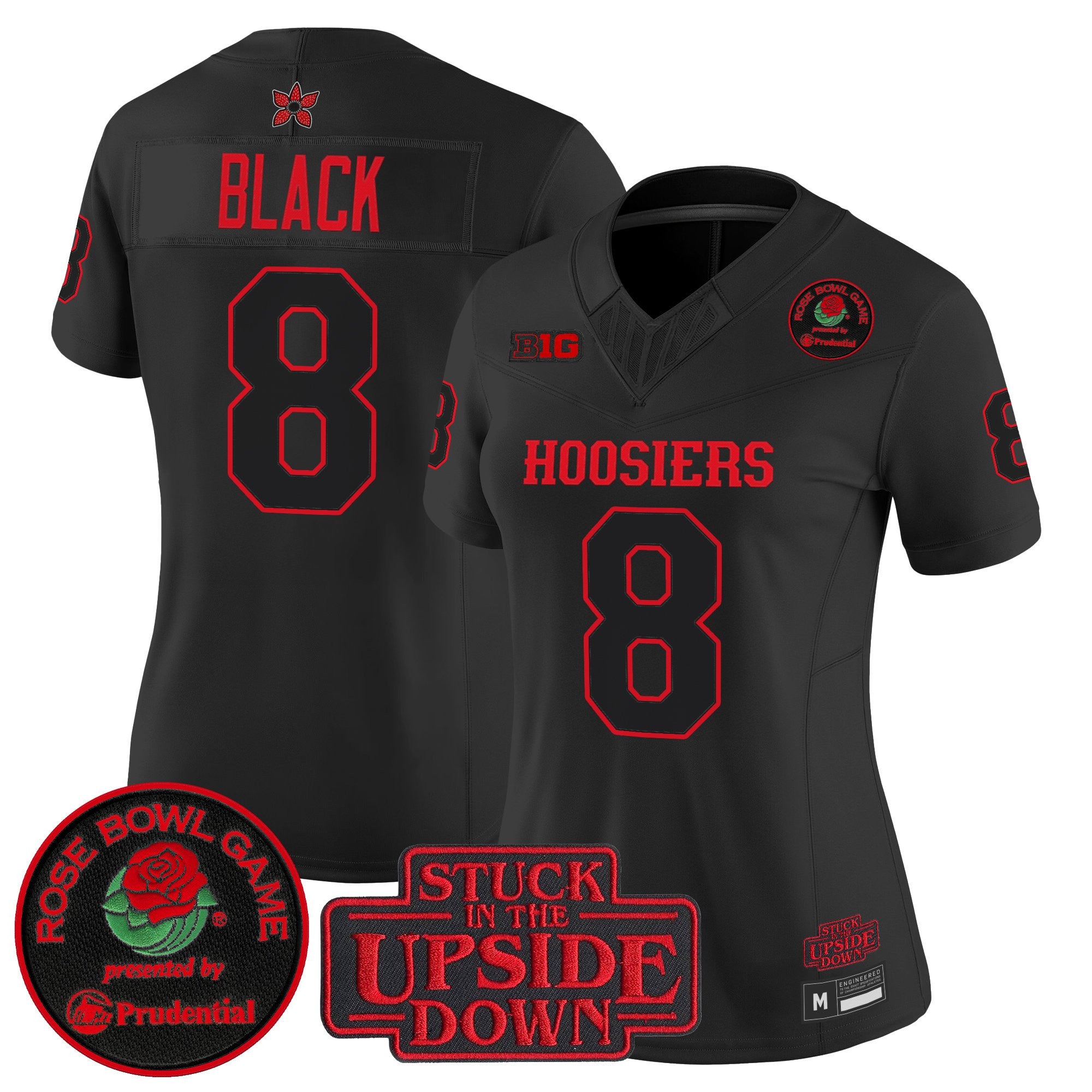 Women's Indiana Hoosiers 'Stranger Things Edition' Vapor Limited Jersey - 2025 Rose Bowl Patch - All Stitched