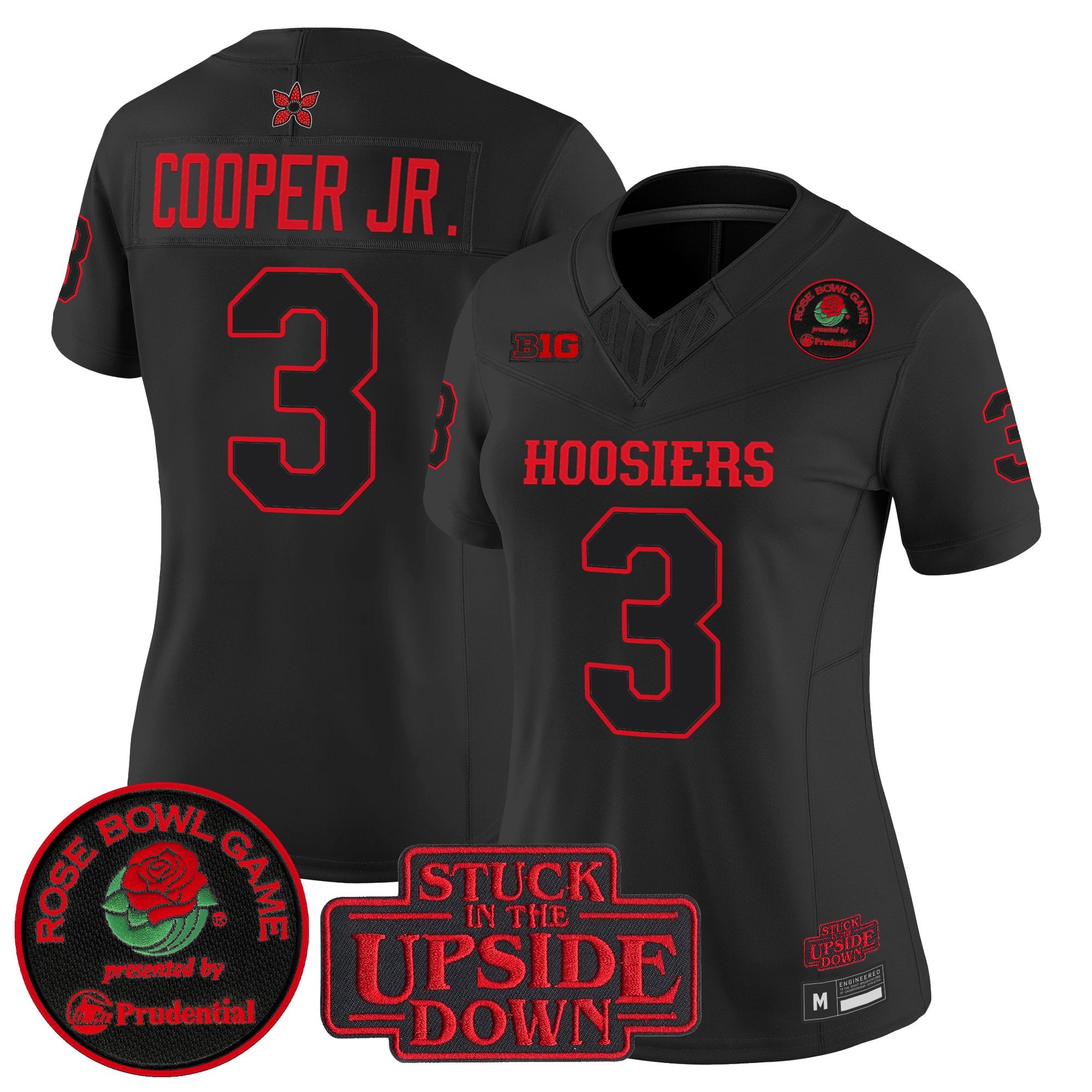 Women's Indiana Hoosiers 'Stranger Things Edition' Vapor Limited Jersey - 2025 Rose Bowl Patch - All Stitched
