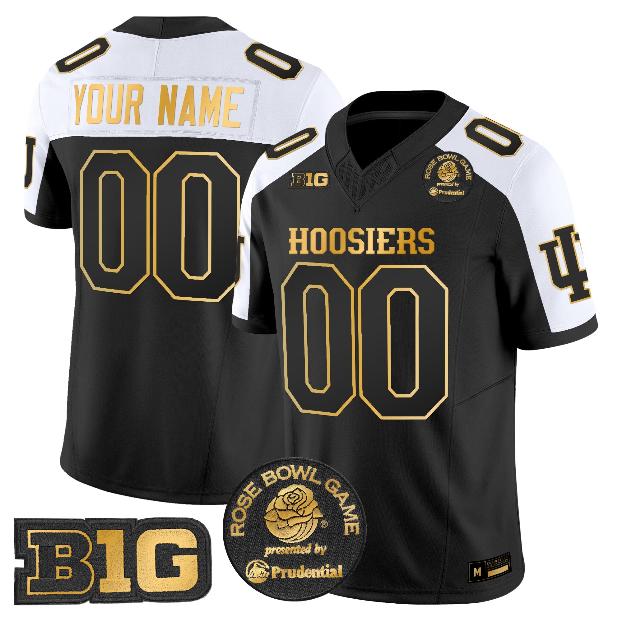 Indiana Hoosiers 2025 Rose Bowl Gold Vapor Limited Custom Jersey - All Stitched
