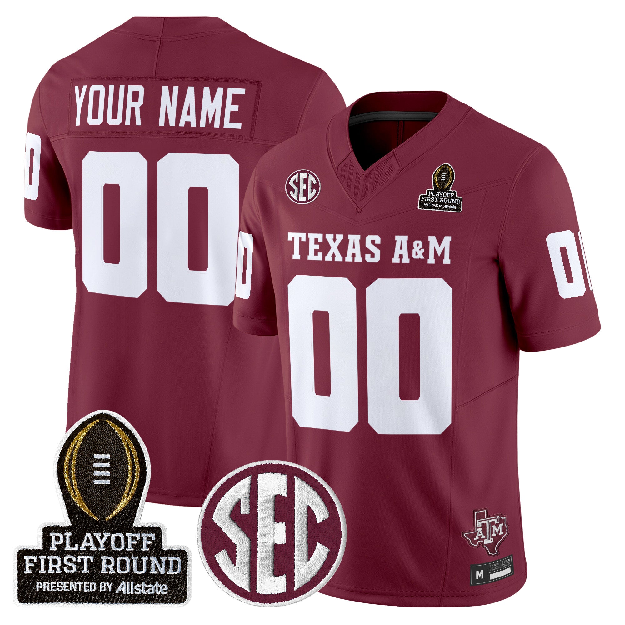 Texas A&M Aggies 2025 Playoff First Round Vapor Limited Custom Jersey - All Stitched