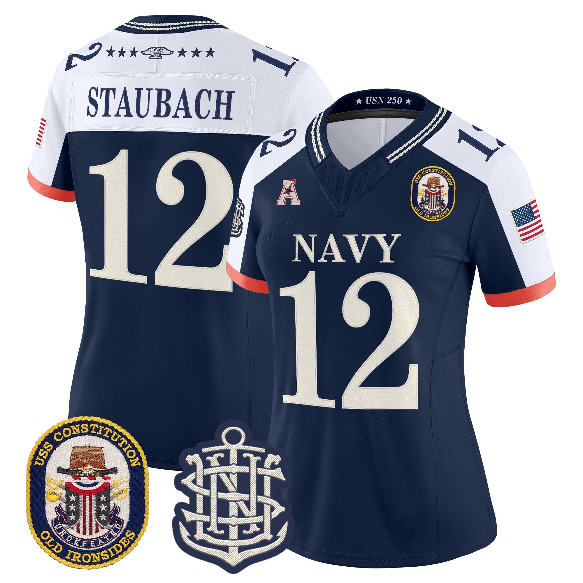 Women's Navy Midshipmen 250th Anniversary Vapor Limited Jersey - USS Constitution Patch - Stitched
