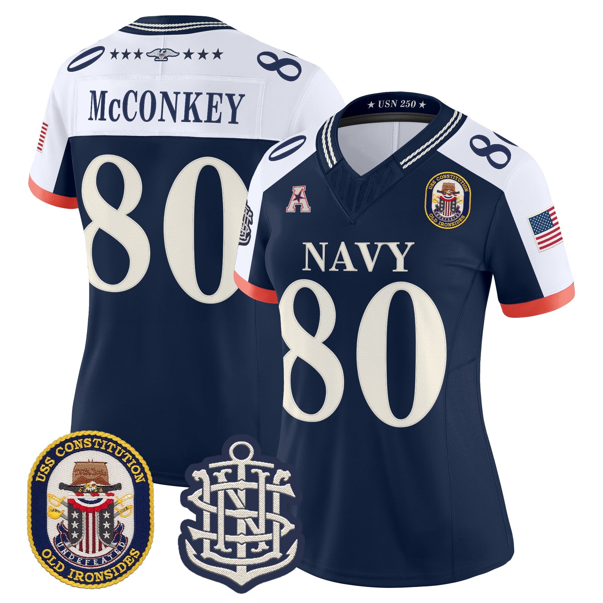 Women's Navy Midshipmen 250th Anniversary Vapor Limited Jersey - USS Constitution Patch - Stitched