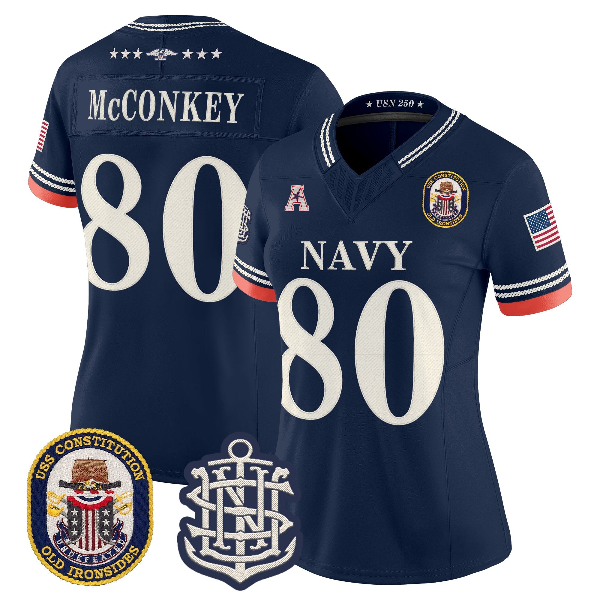 Women's Navy Midshipmen 250th Anniversary Vapor Limited Jersey - USS Constitution Patch - Stitched
