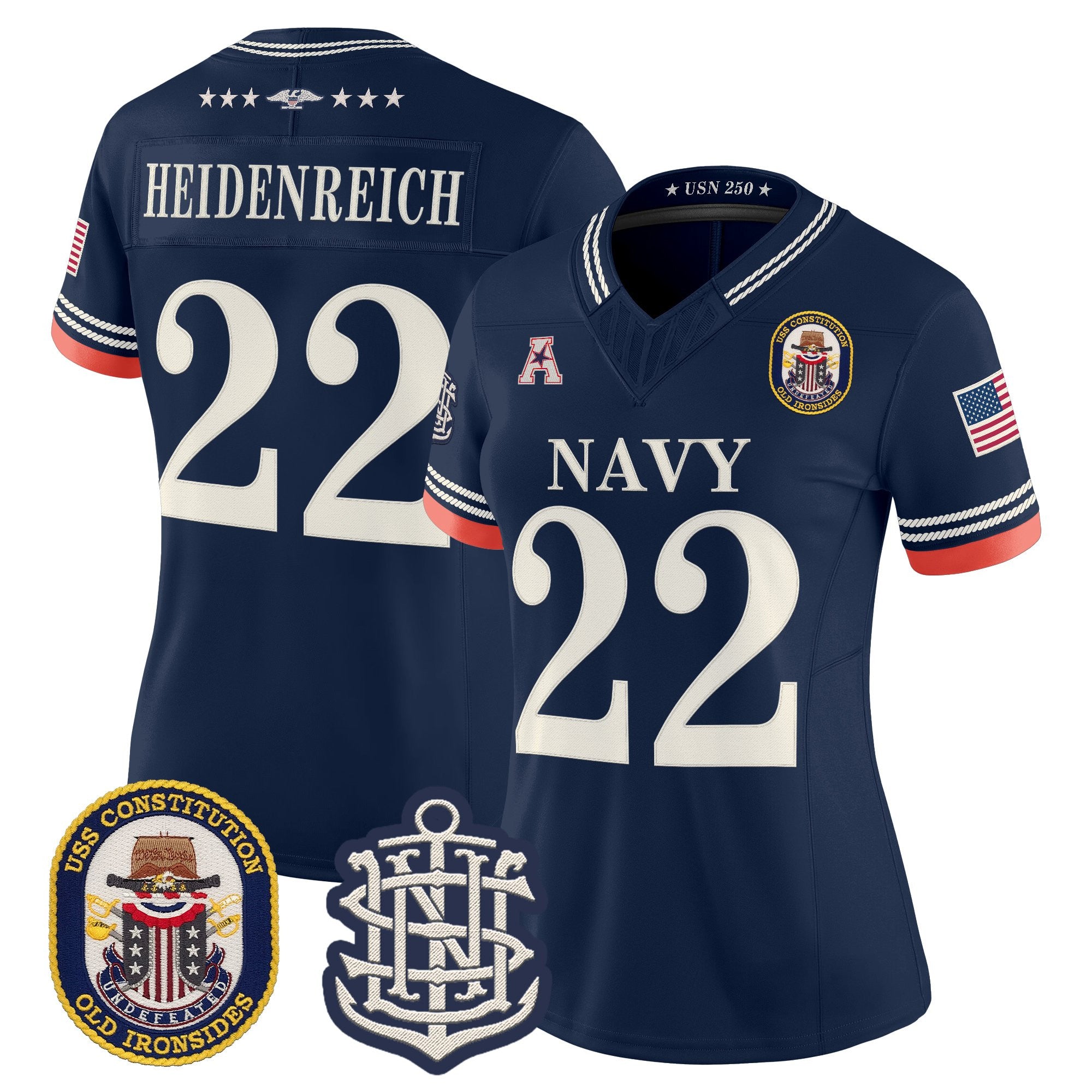 Women's Navy Midshipmen 250th Anniversary Vapor Limited Jersey - USS Constitution Patch - Stitched
