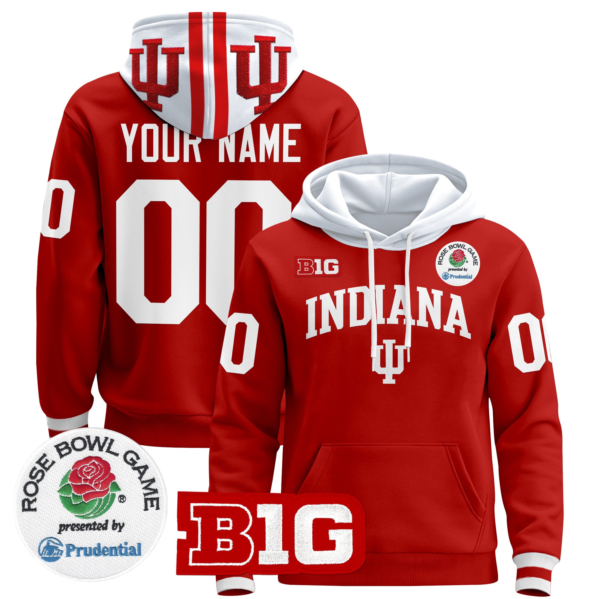 Indiana Hoosiers 2025 Rose Bowl Premium Custom Pullover Hoodie - All Stitched
