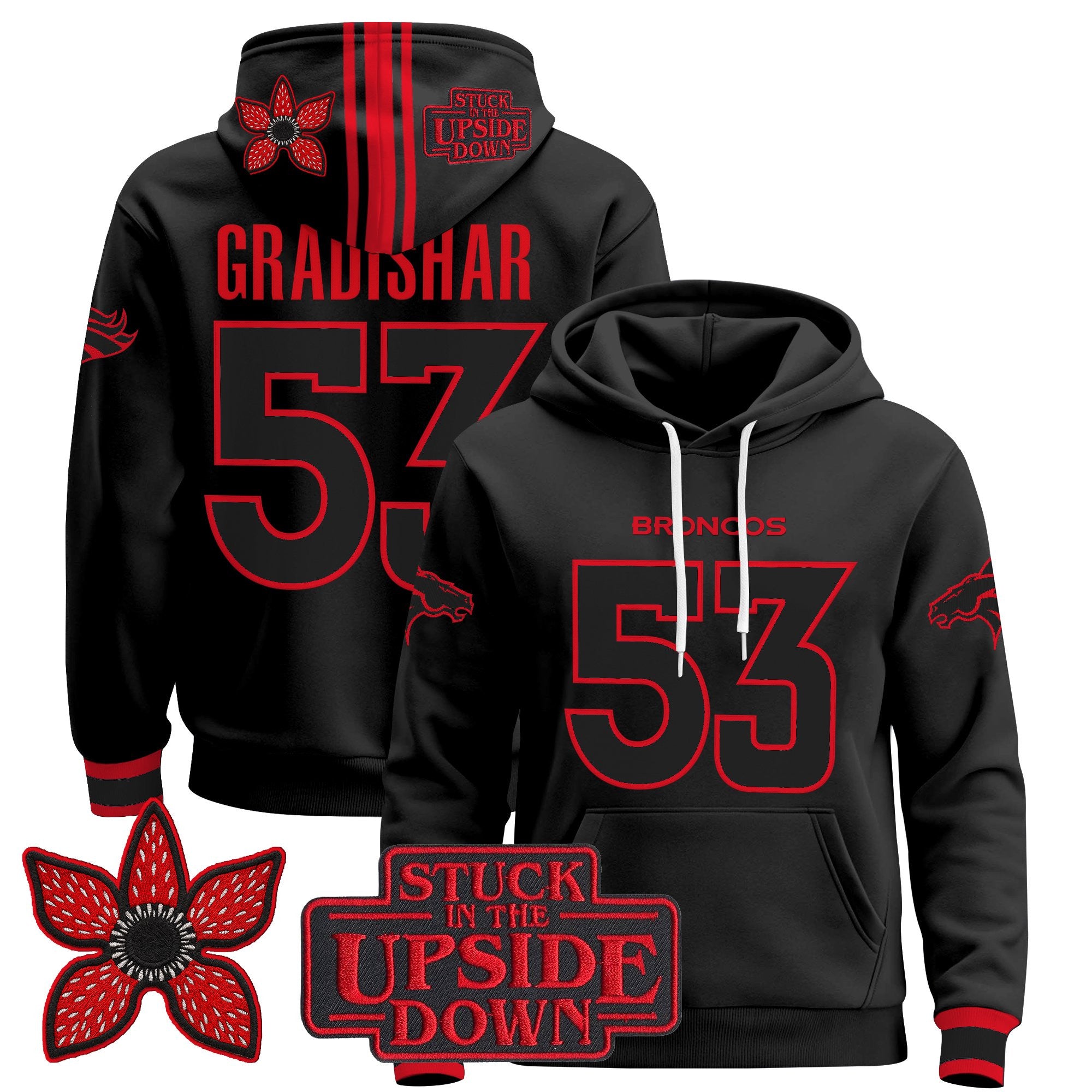 Denver Broncos 'Stranger Things Edition' Premium Pullover Hoodie - All Stitched