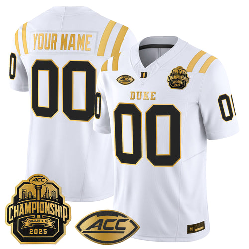 Duke Blue Devils 2025 ACC Championship Gold Vapor Limited Custom Jersey - All Stitched