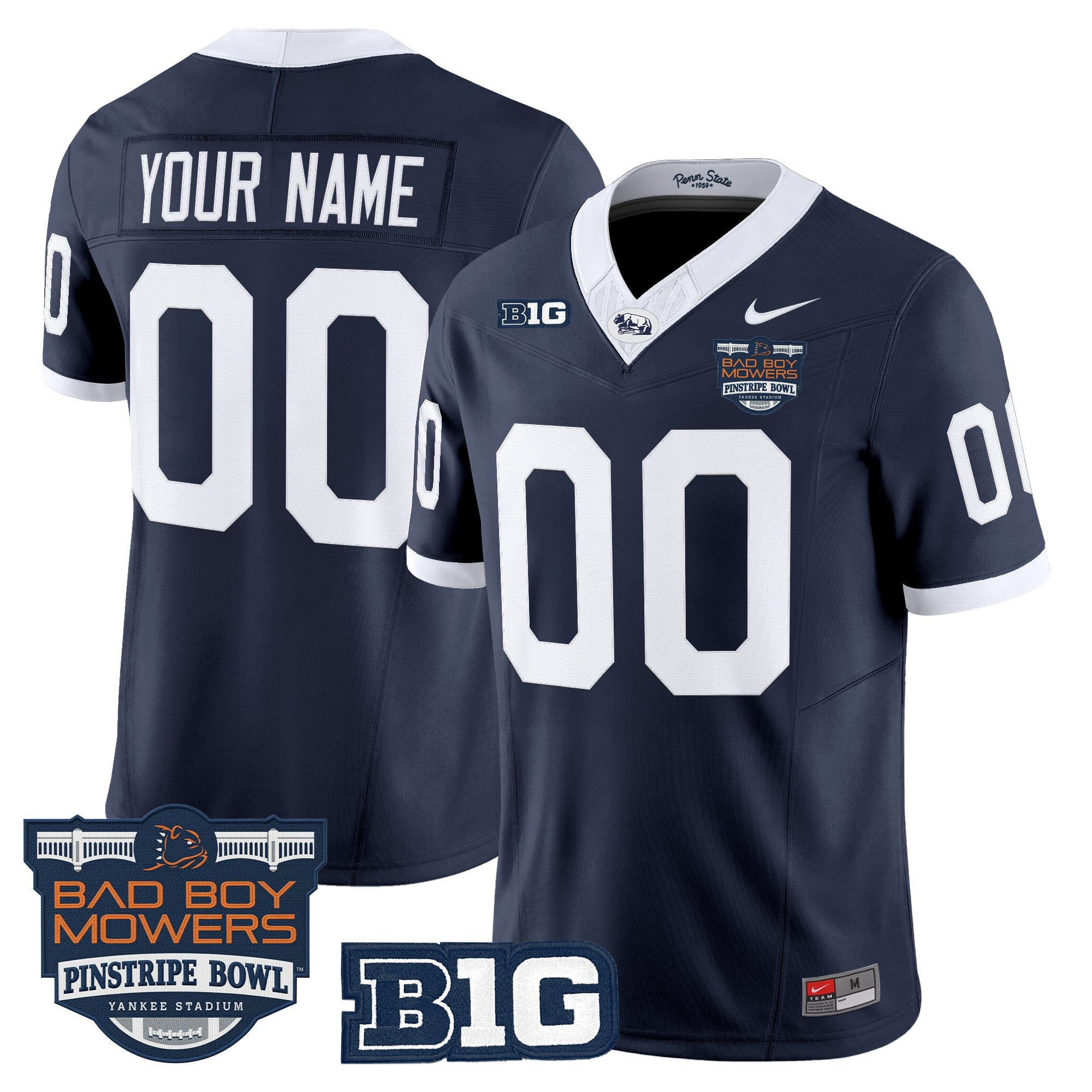Penn State Nittany Lions Throwback Vapor Limited Custom Jersey - Pinstripe Bowl Patch - All Stitched