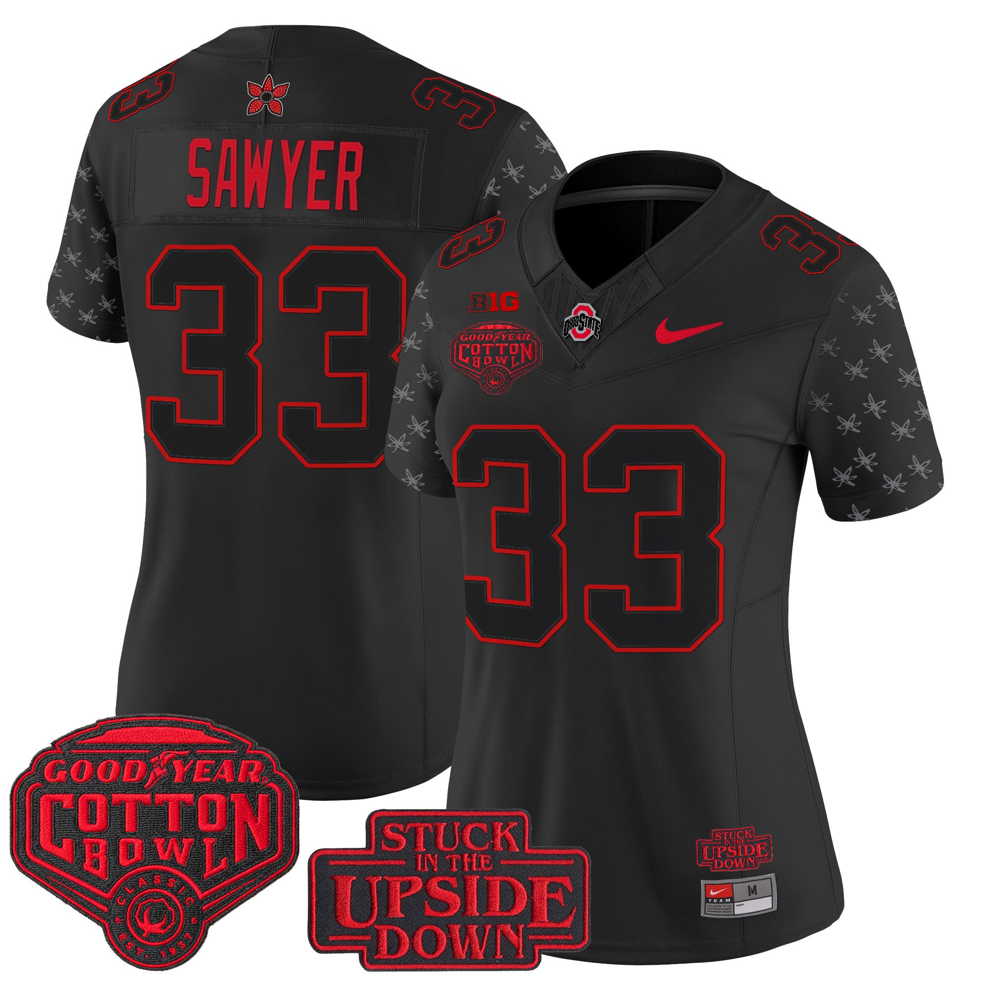 Women's Ohio State Buckeyes 'Stranger Things Edition' Vapor Limited Jersey - 2025 Cotton Bowl Patch - All Stitched