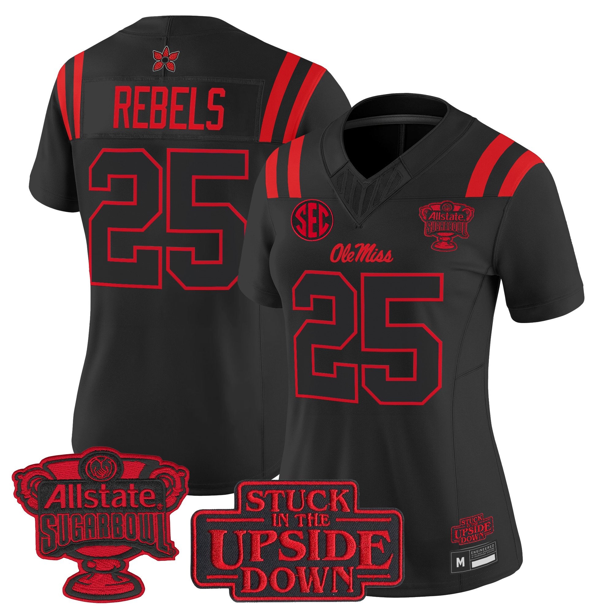 Women's Ole Miss Rebels 'Stranger Things Edition' Vapor Limited Jersey - 2026 Sugar Bowl Patch - All Stitched