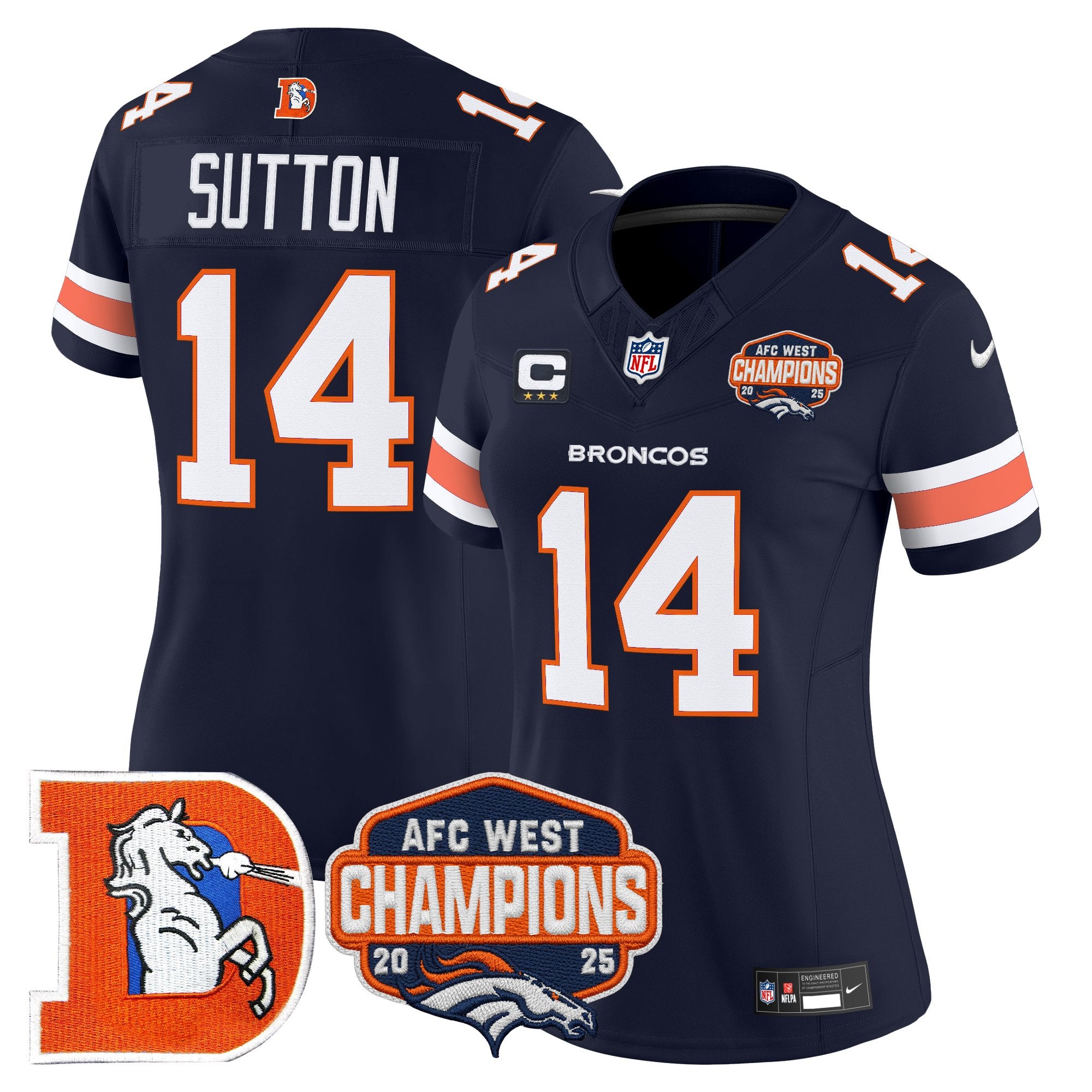 Women's Denver Broncos Throwback Vapor Limited Jersey - 2025 AFC West Division Champions Patch - All Stitched