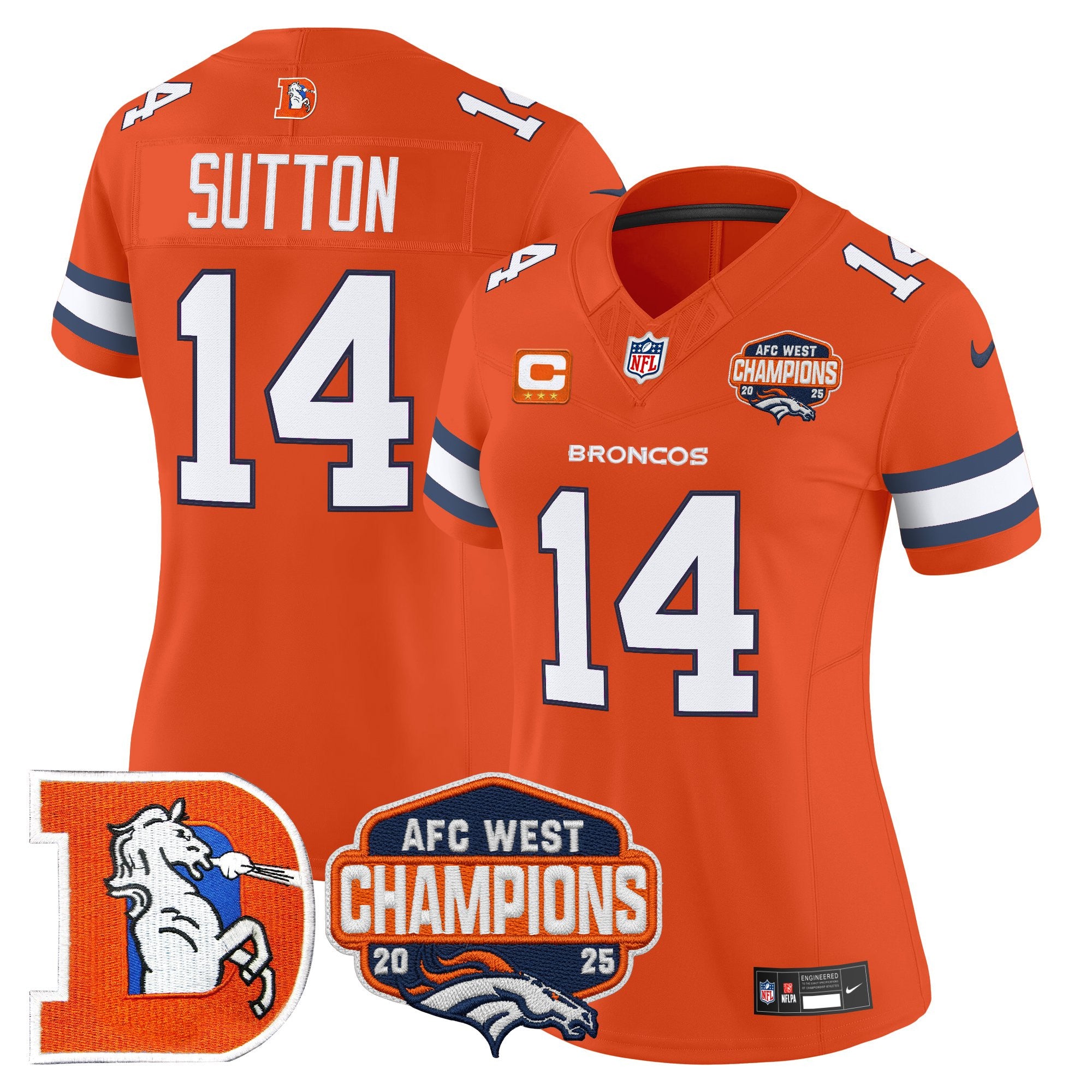 Women's Denver Broncos Throwback Vapor Limited Jersey - 2025 AFC West Division Champions Patch - All Stitched
