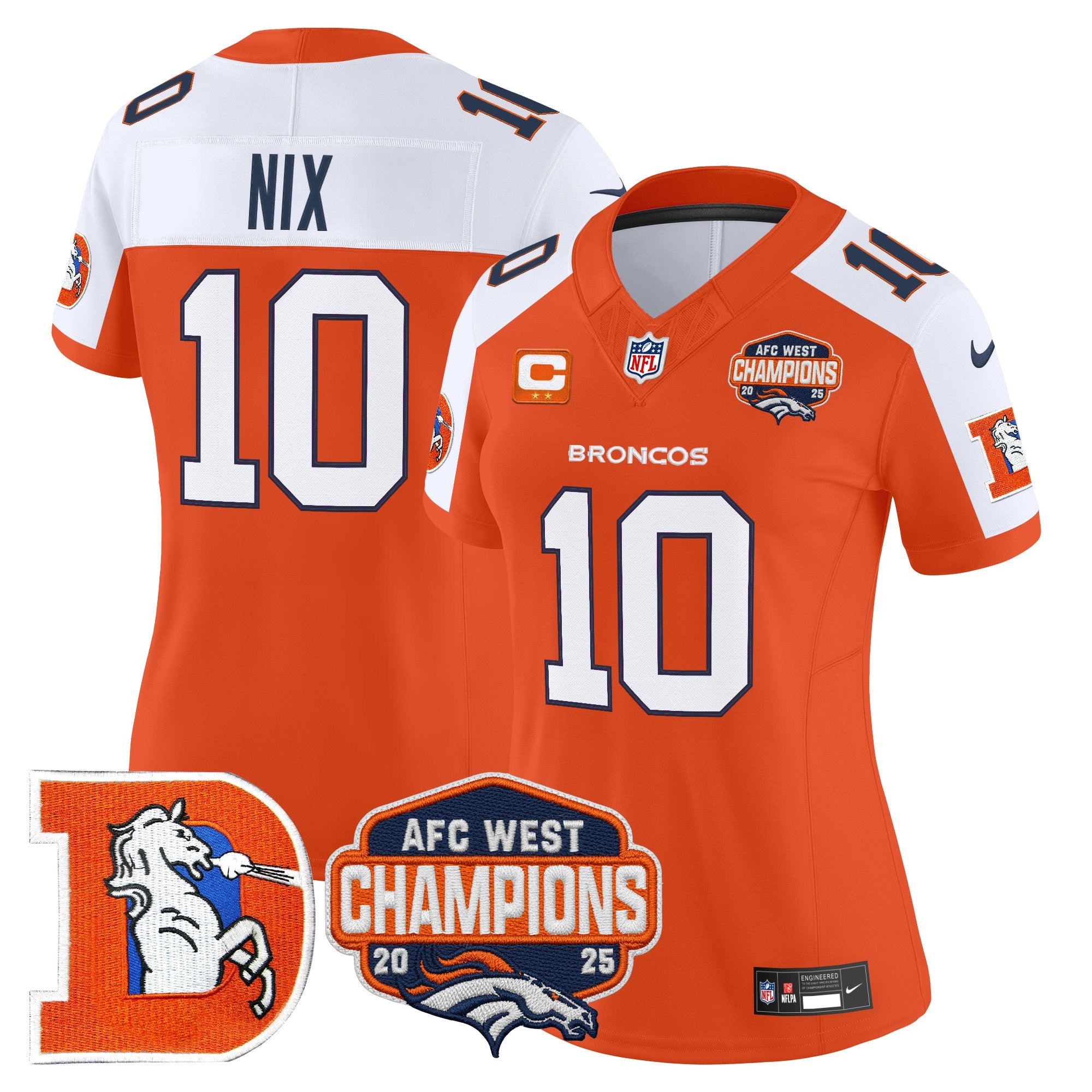 Women's Denver Broncos Throwback Vapor Limited Jersey - 2025 AFC West Division Champions Patch - All Stitched
