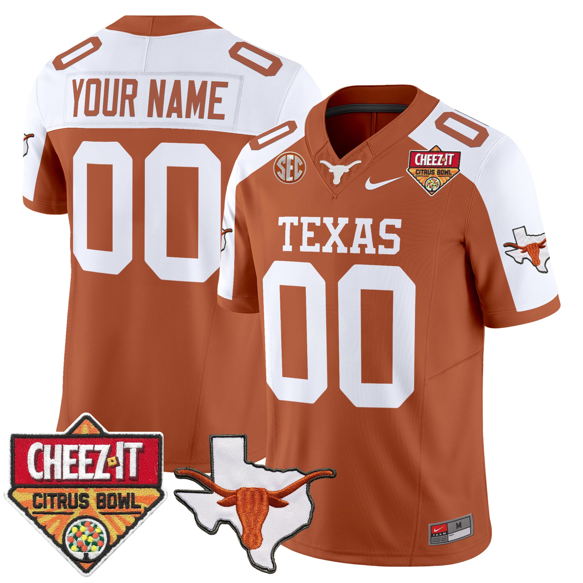 Texas Longhorns 2025 Cheez-It Citrus Bowl Patch Vapor Limited Custom Jersey - All Stitched