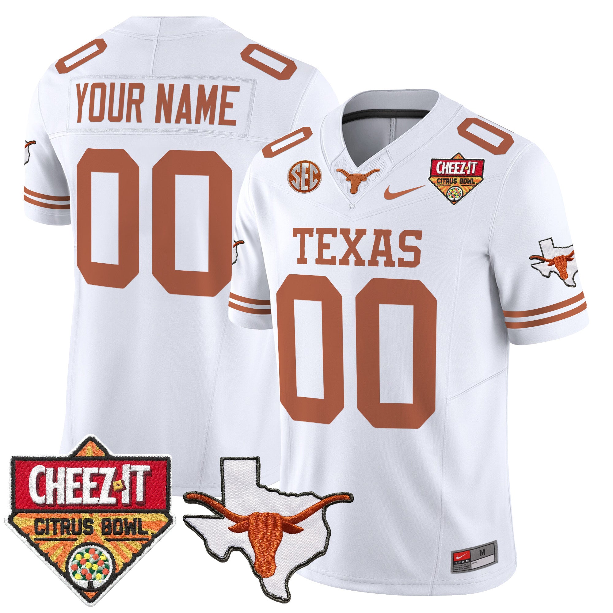 Texas Longhorns 2025 Cheez-It Citrus Bowl Patch Vapor Limited Custom Jersey - All Stitched