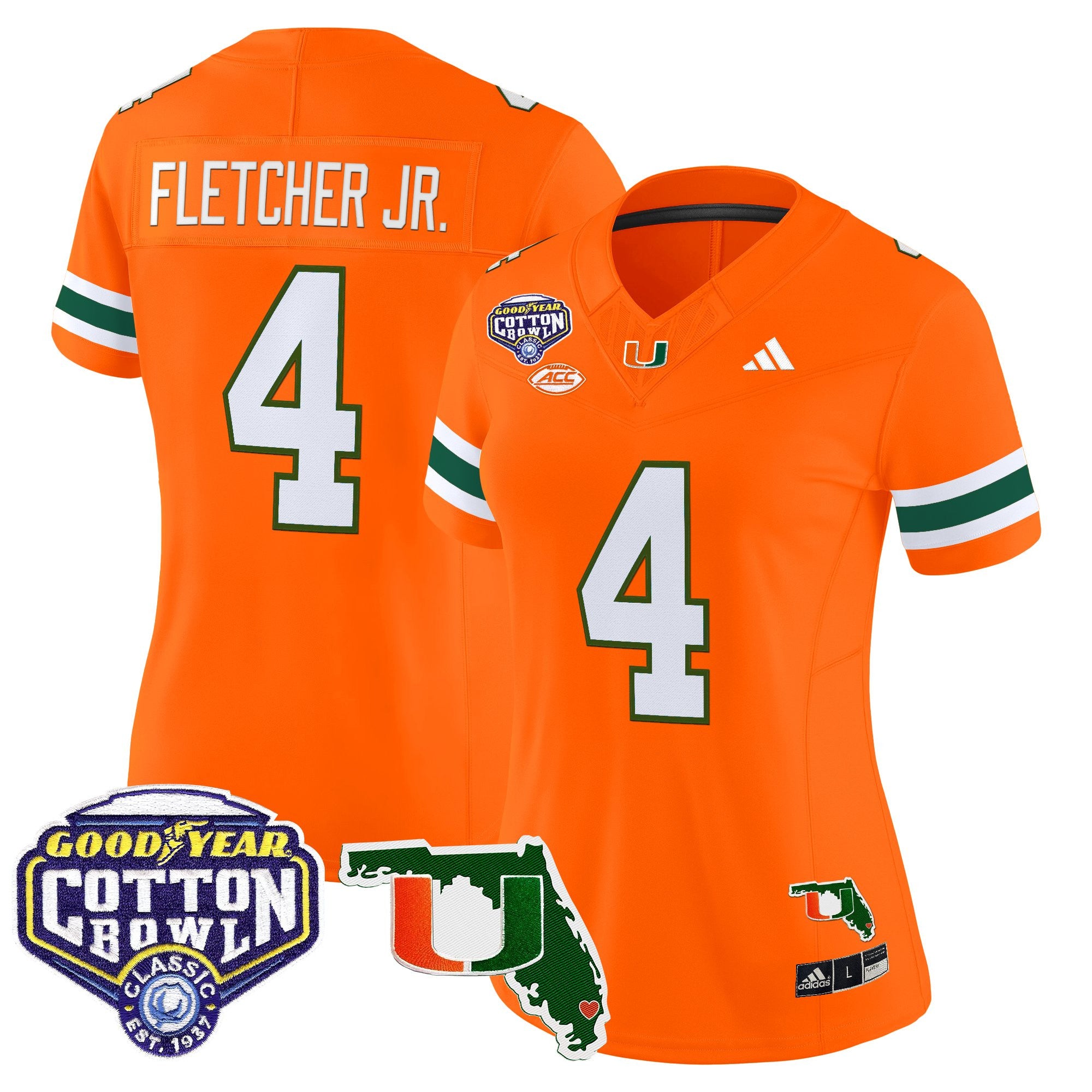 Women's Miami Hurricanes 2025 Cotton Bowl & Florida Patch Vapor Limited Jersey - All Stitched