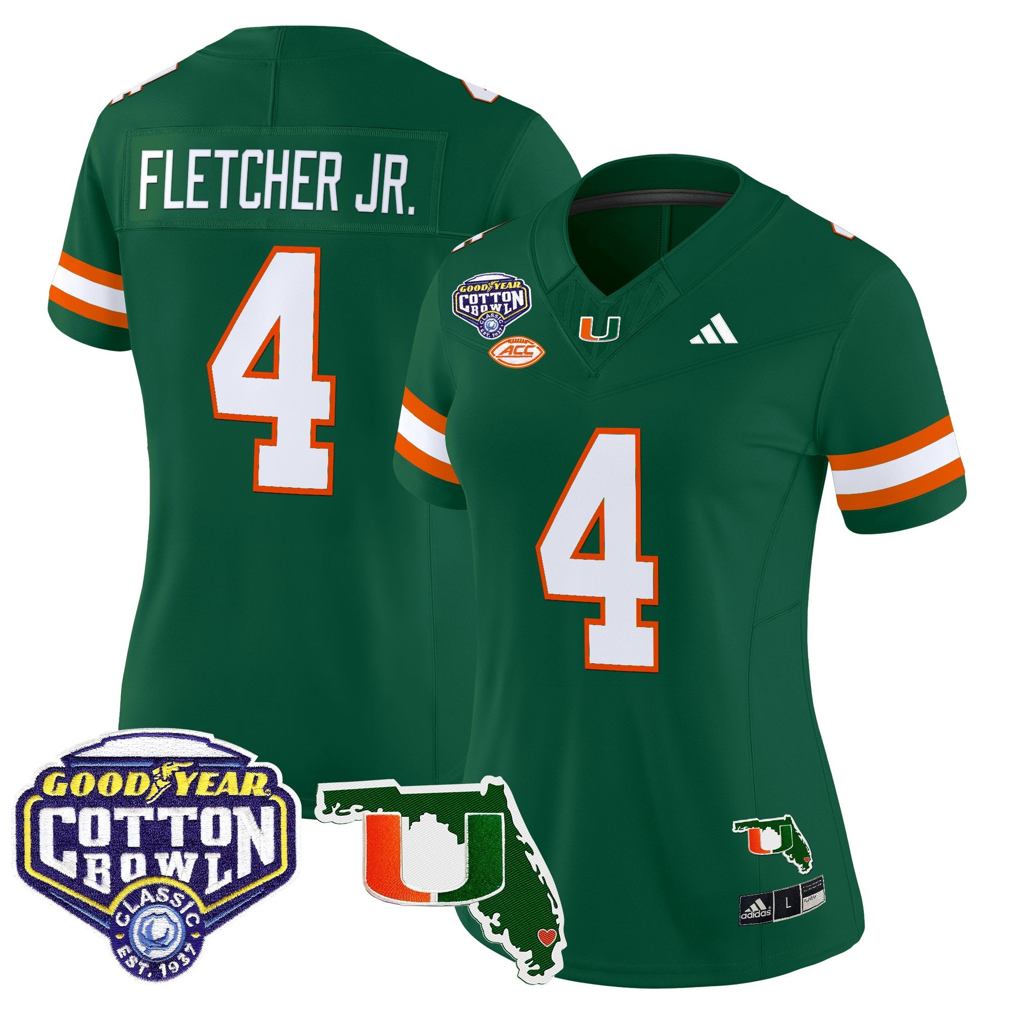 Women's Miami Hurricanes 2025 Cotton Bowl & Florida Patch Vapor Limited Jersey - All Stitched