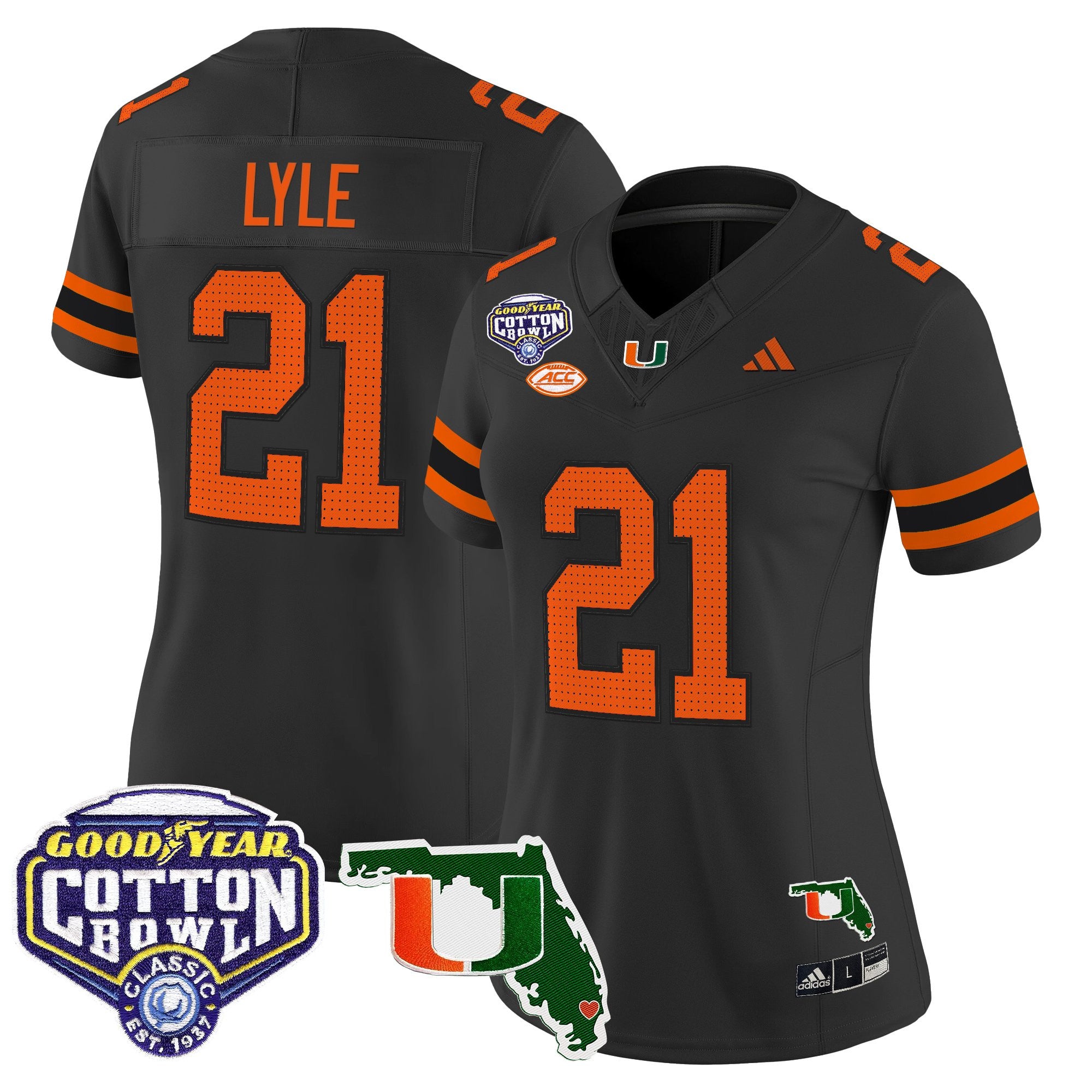 Women's Miami Hurricanes 2025 Cotton Bowl & Florida Patch Vapor Limited Jersey - All Stitched