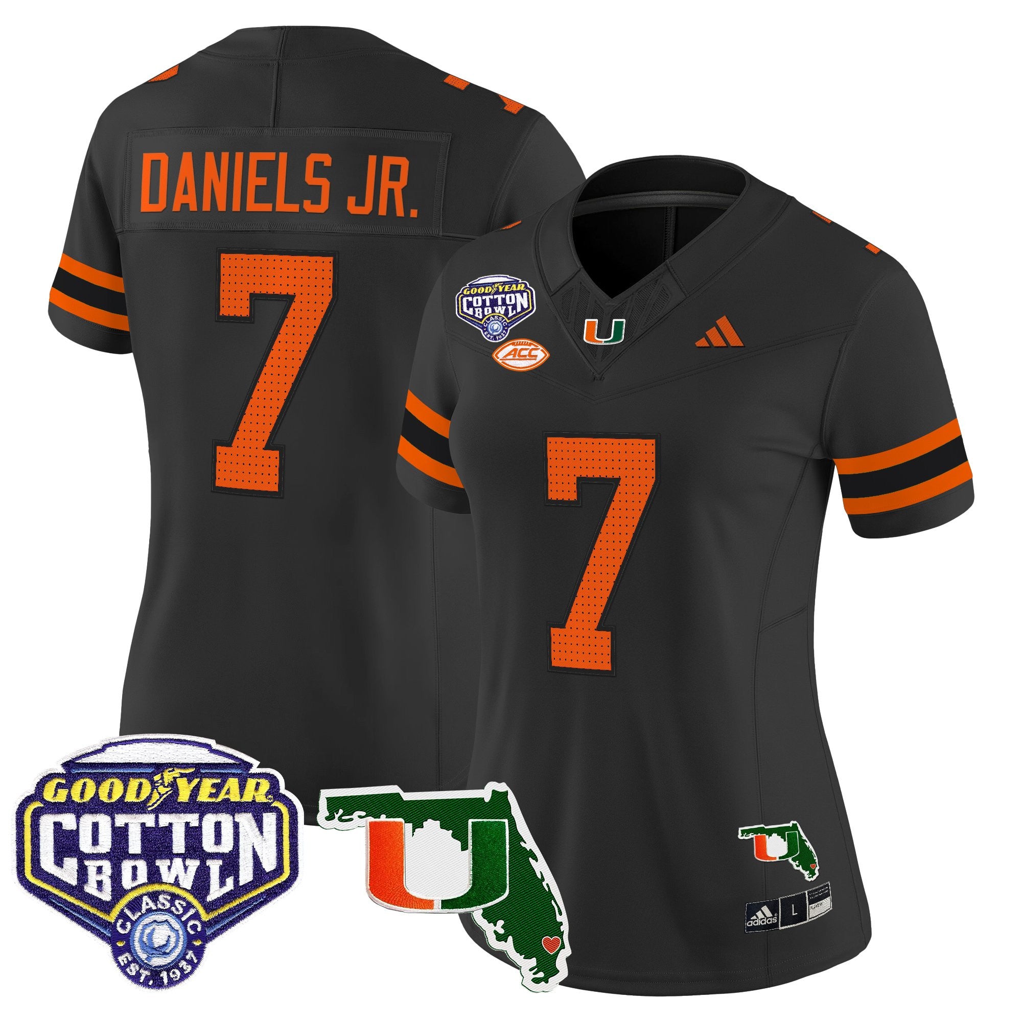 Women's Miami Hurricanes 2025 Cotton Bowl & Florida Patch Vapor Limited Jersey - All Stitched