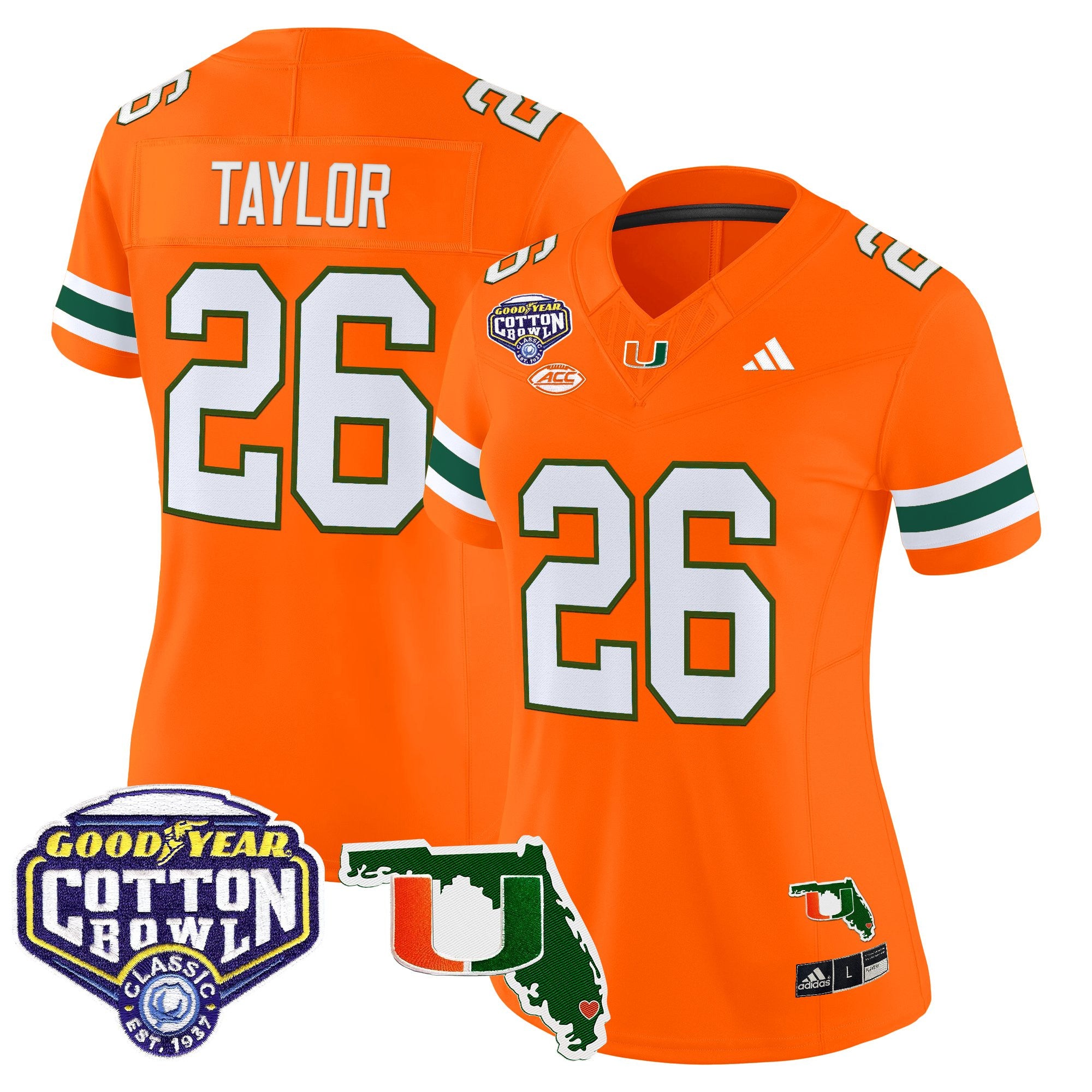Women's Miami Hurricanes 2025 Cotton Bowl & Florida Patch Vapor Limited Jersey - All Stitched