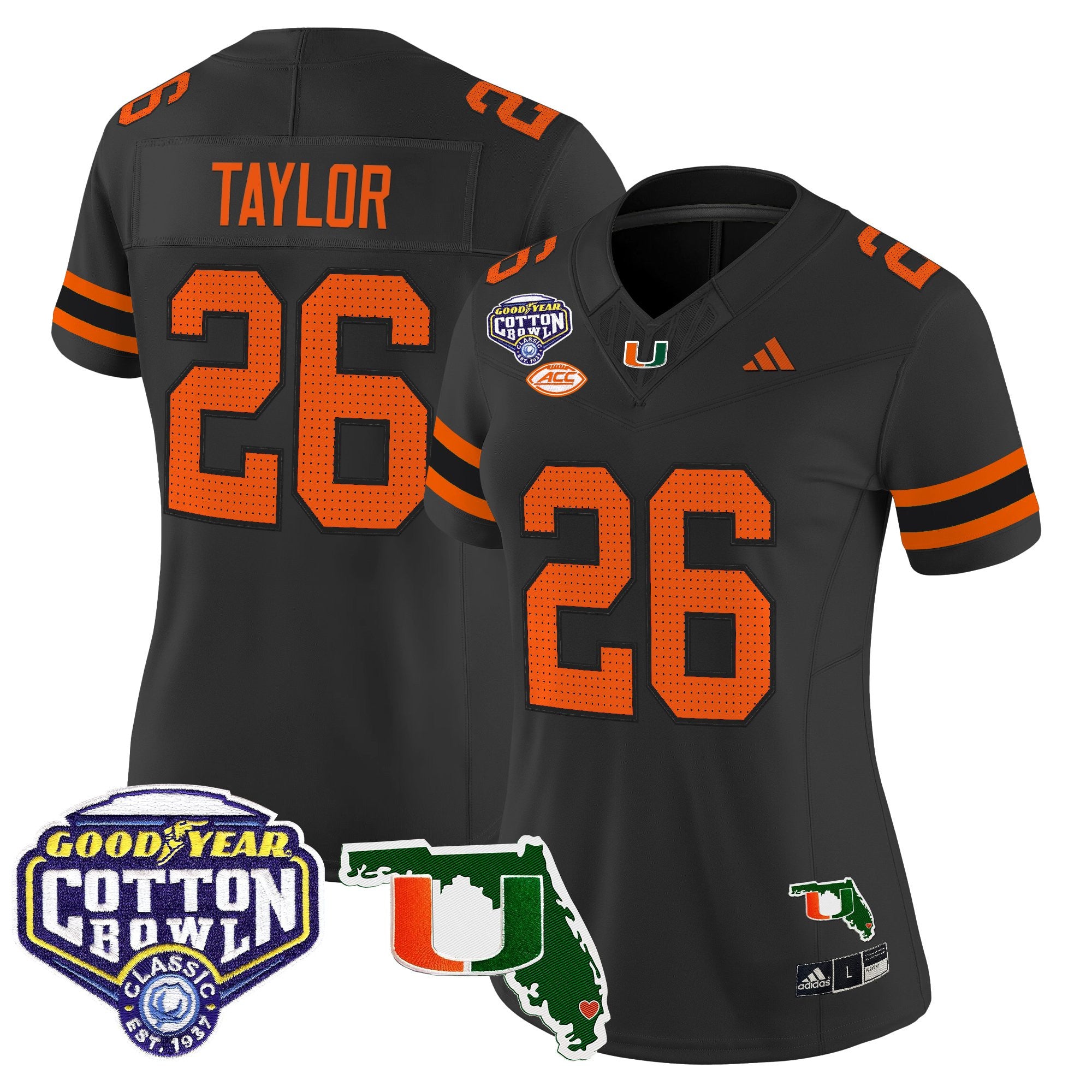 Women's Miami Hurricanes 2025 Cotton Bowl & Florida Patch Vapor Limited Jersey - All Stitched