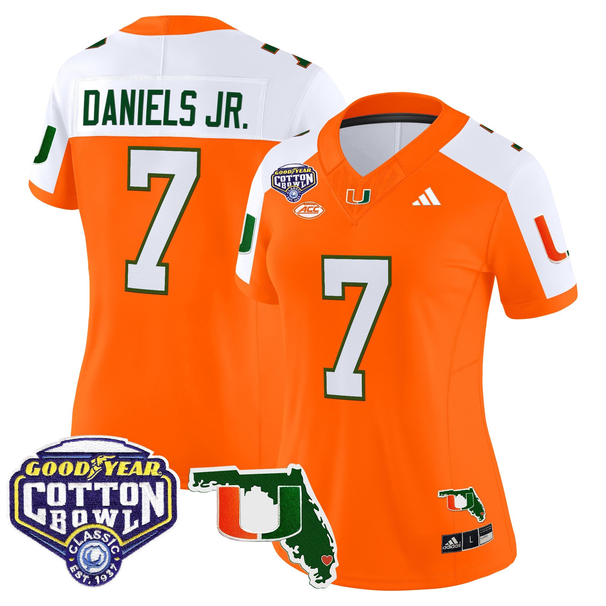 Women's Miami Hurricanes 2025 Cotton Bowl & Florida Patch Vapor Limited Jersey - All Stitched