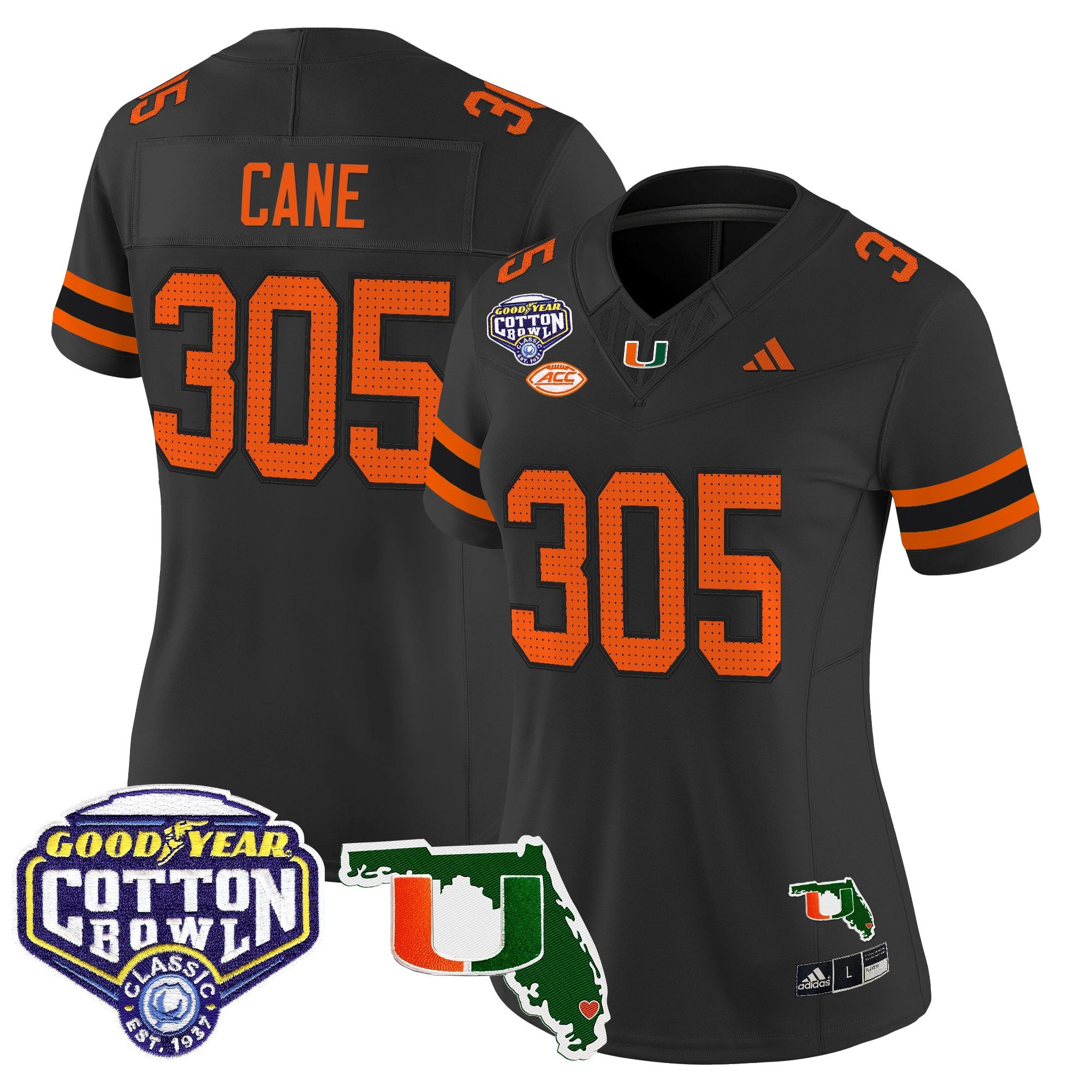 Women's Miami Hurricanes 2025 Cotton Bowl & Florida Patch Vapor Limited Jersey - All Stitched