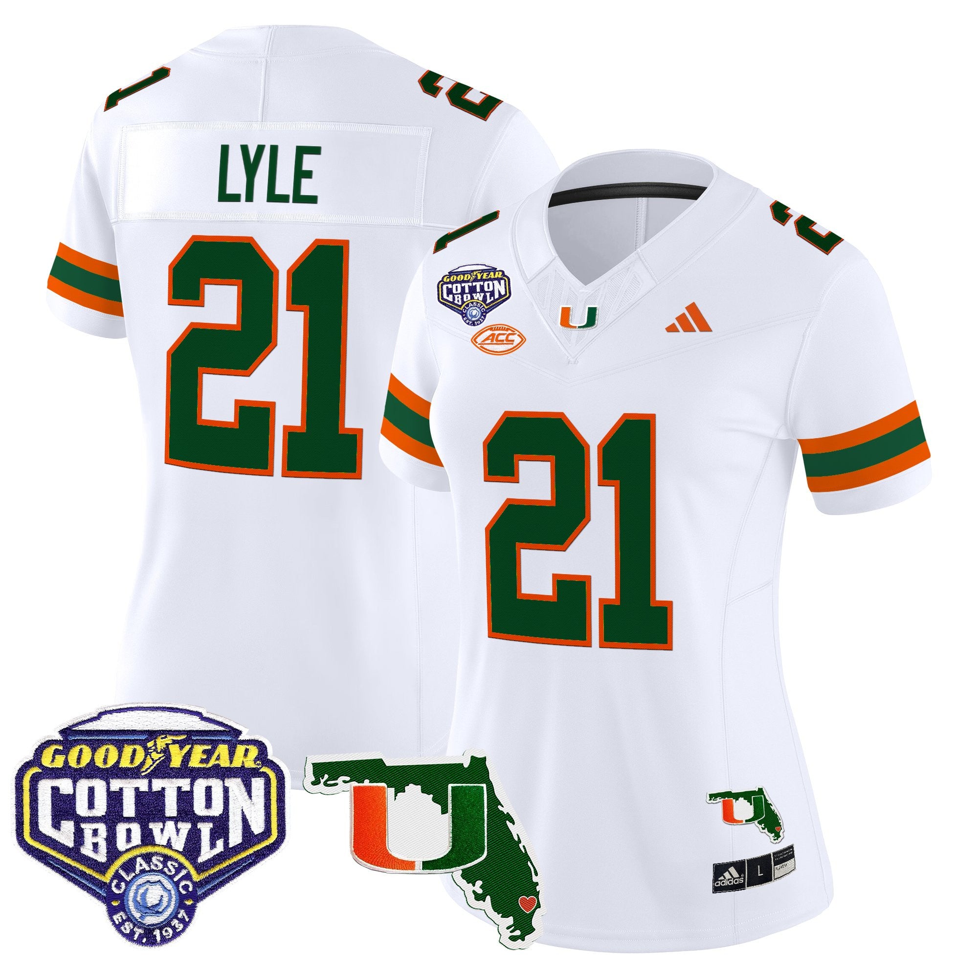 Women's Miami Hurricanes 2025 Cotton Bowl & Florida Patch Vapor Limited Jersey - All Stitched