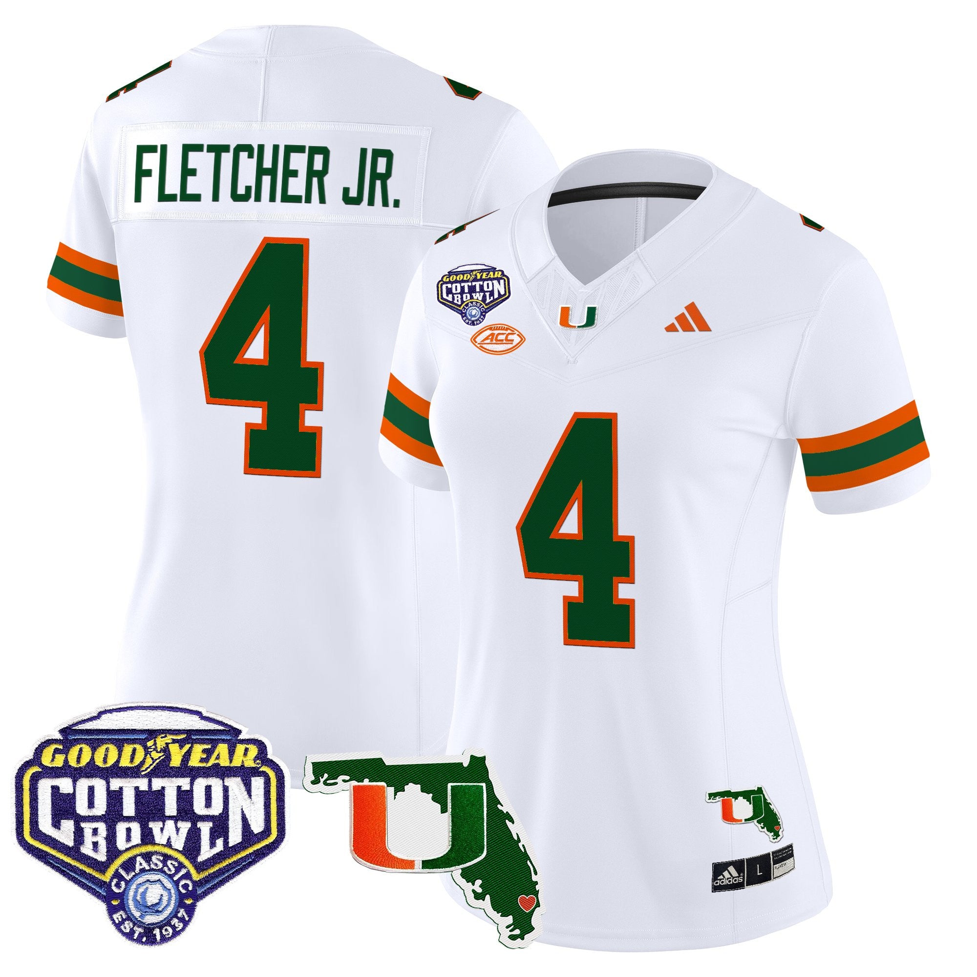 Women's Miami Hurricanes 2025 Cotton Bowl & Florida Patch Vapor Limited Jersey - All Stitched