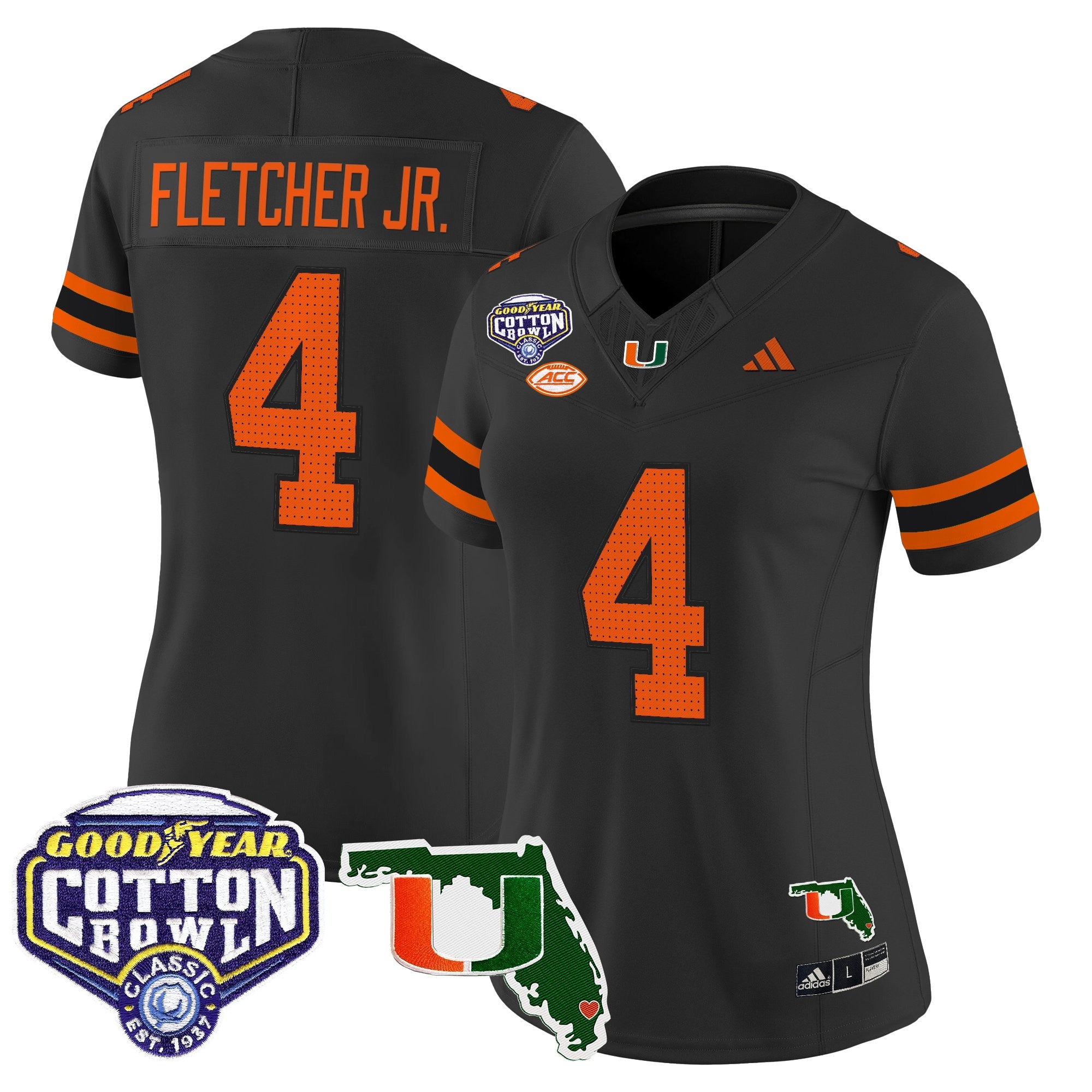 Women's Miami Hurricanes 2025 Cotton Bowl & Florida Patch Vapor Limited Jersey - All Stitched